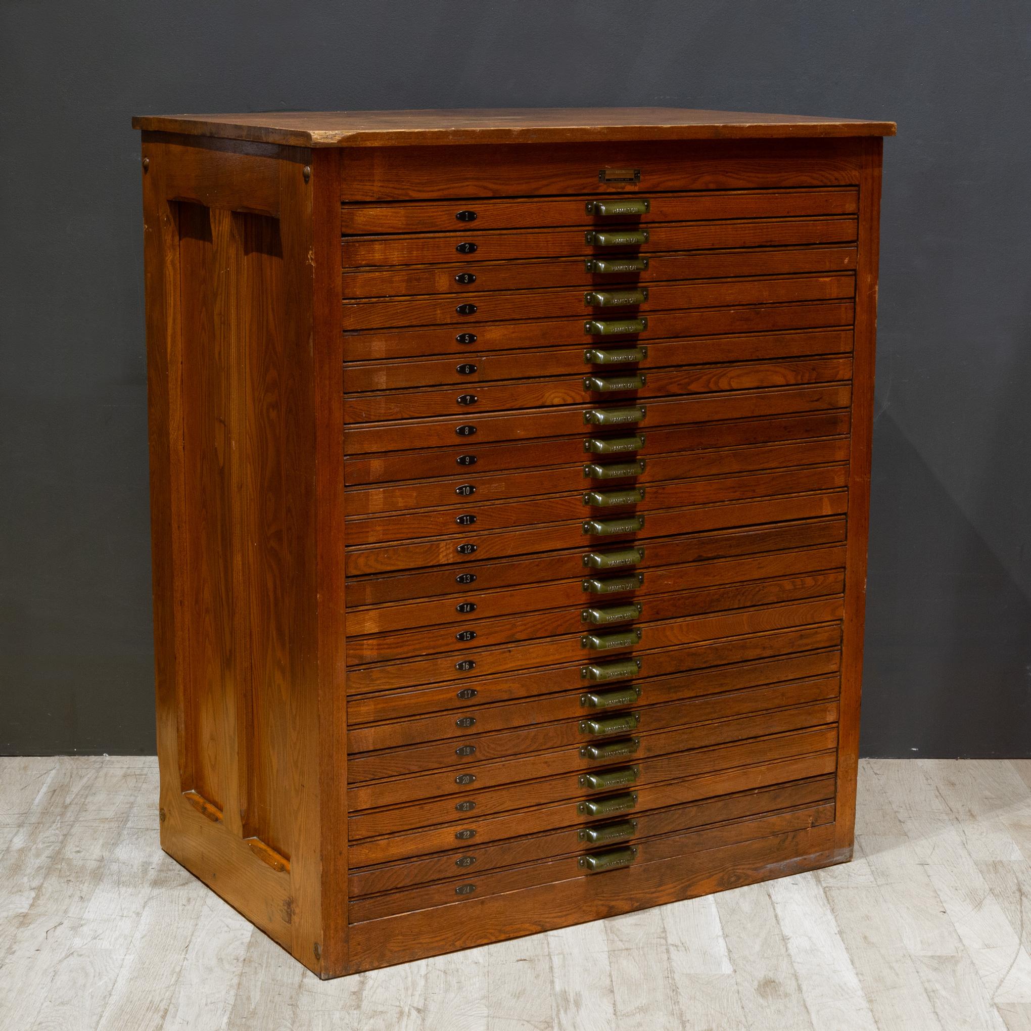 Antique Hamilton Printer's 24 Drawer Industrial Cabinet c.1920-1930 In Good Condition In San Francisco, CA