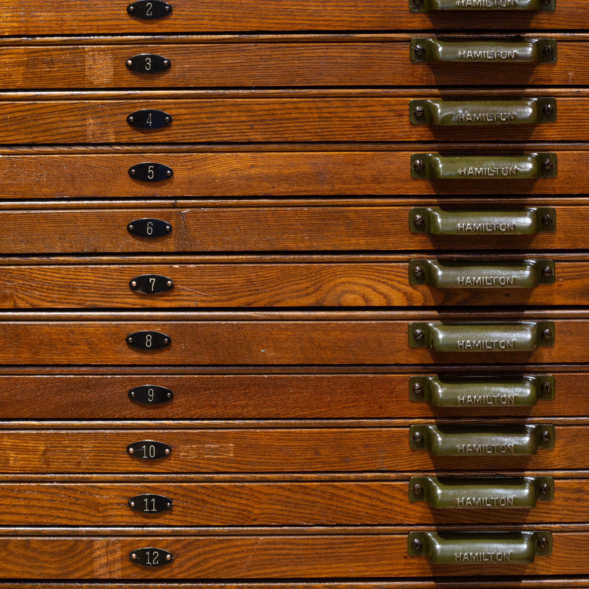 Antique Hamilton Printer's 24 Drawer Industrial Cabinet c.1920-1930 2