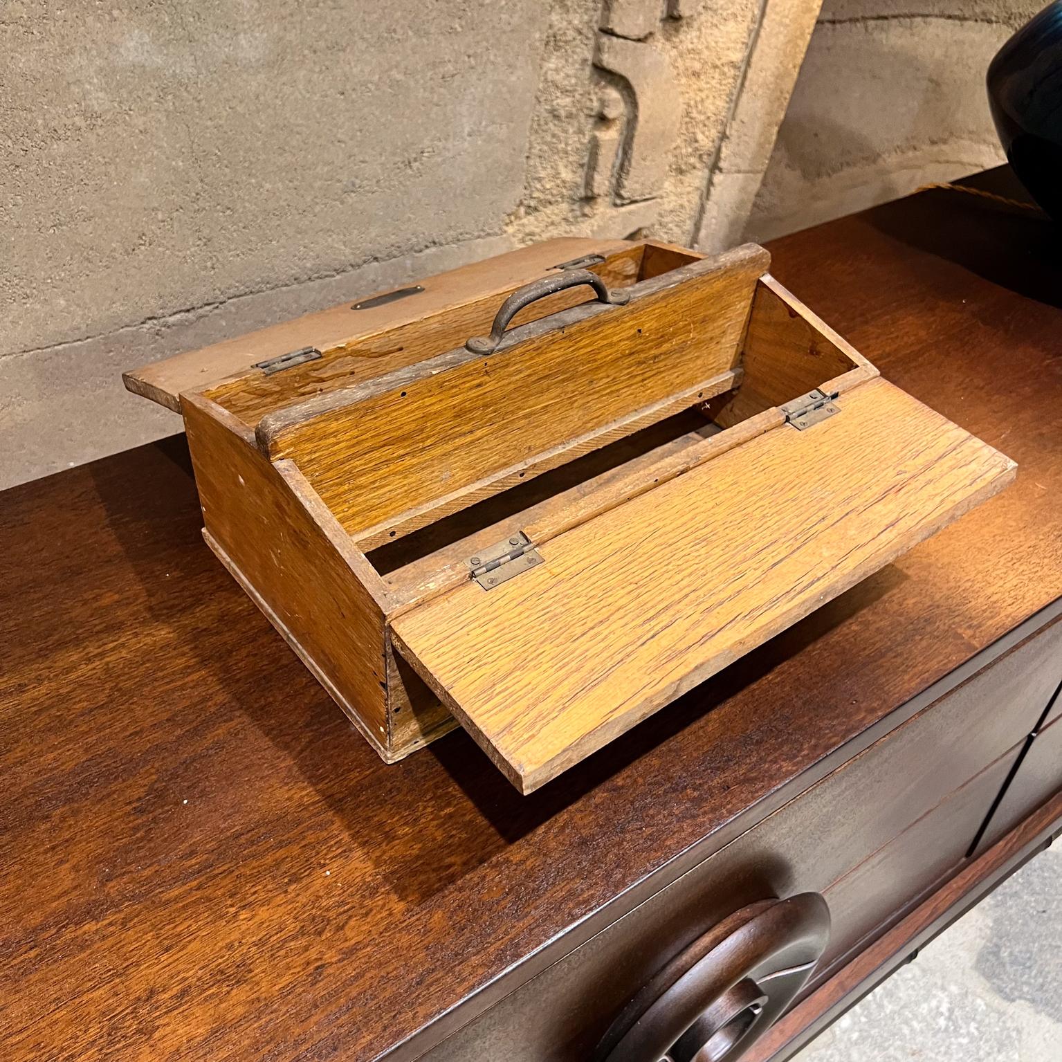 Antique Hammacher Schlemmer & Co NY Solid Oak Toolbox  For Sale 6