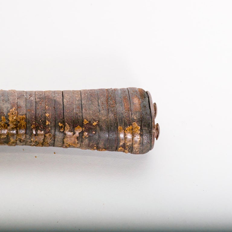 Antique Hammer Vintage Tool Stacked Leather Handle on Iron