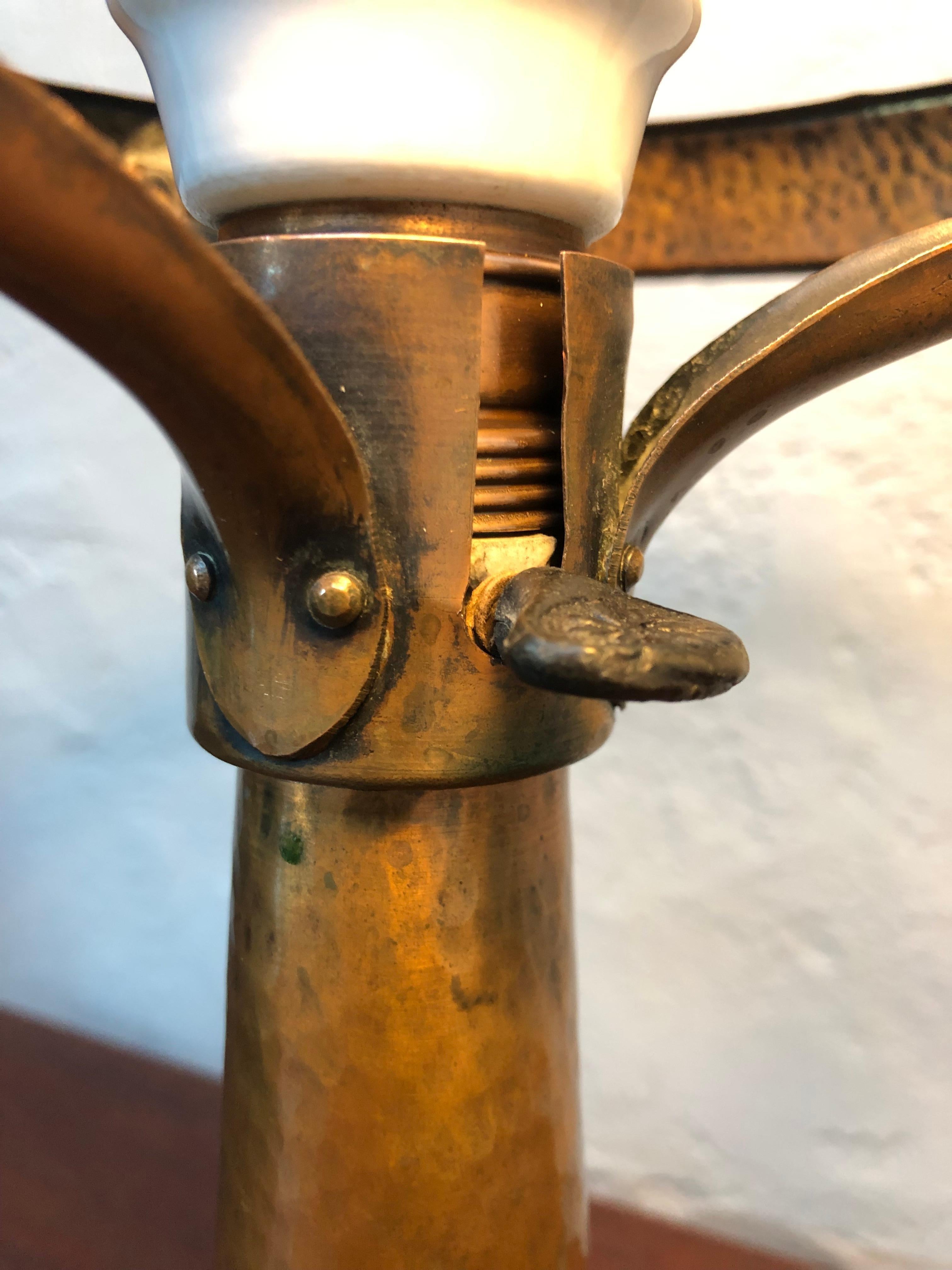 Antique Hammered Copper Art Deco Strindberg Lamp from Sweden  4