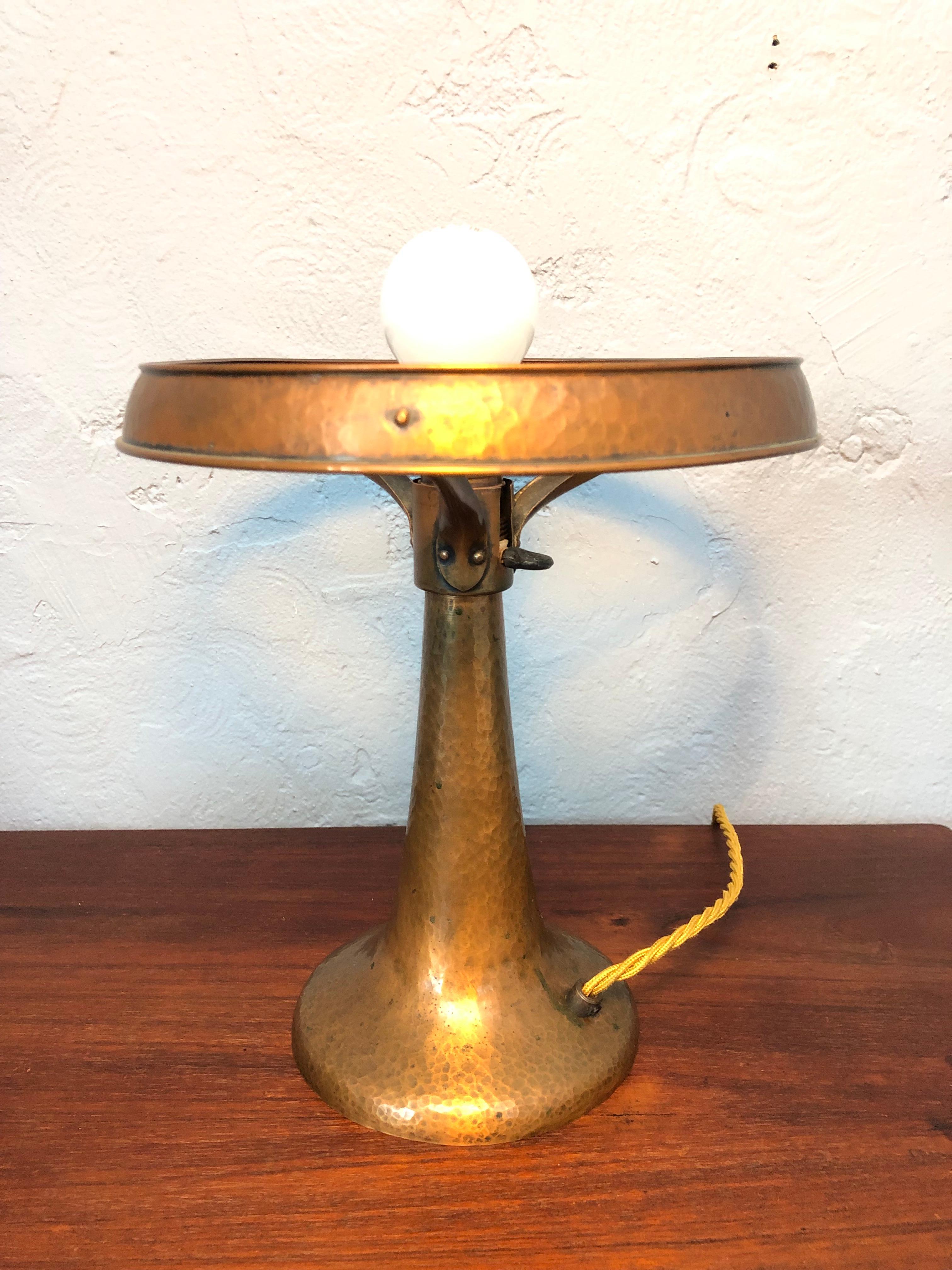 Mid-20th Century Antique Hammered Copper Art Deco Strindberg Lamp from Sweden 