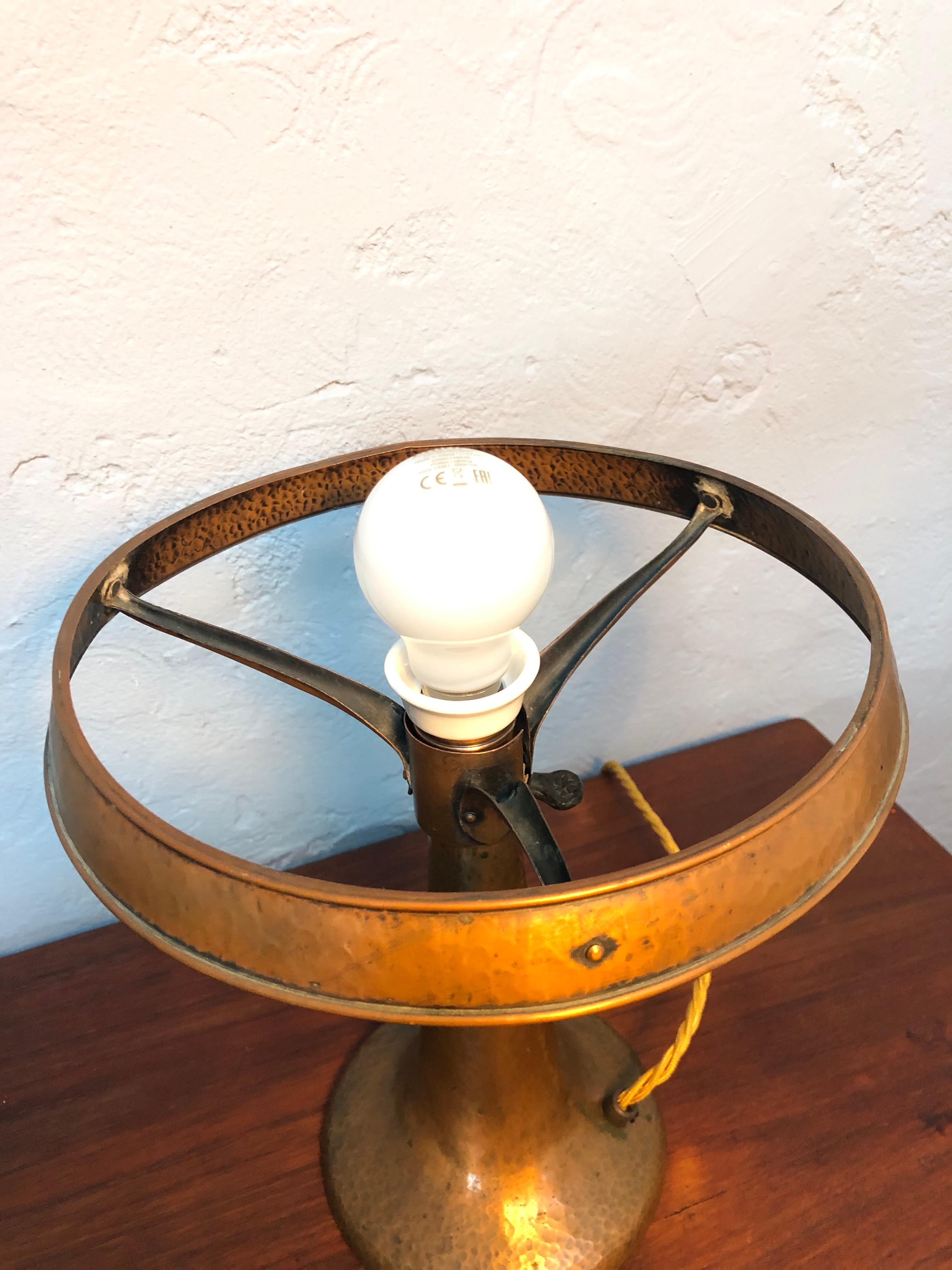 Antique Hammered Copper Art Deco Strindberg Lamp from Sweden  1