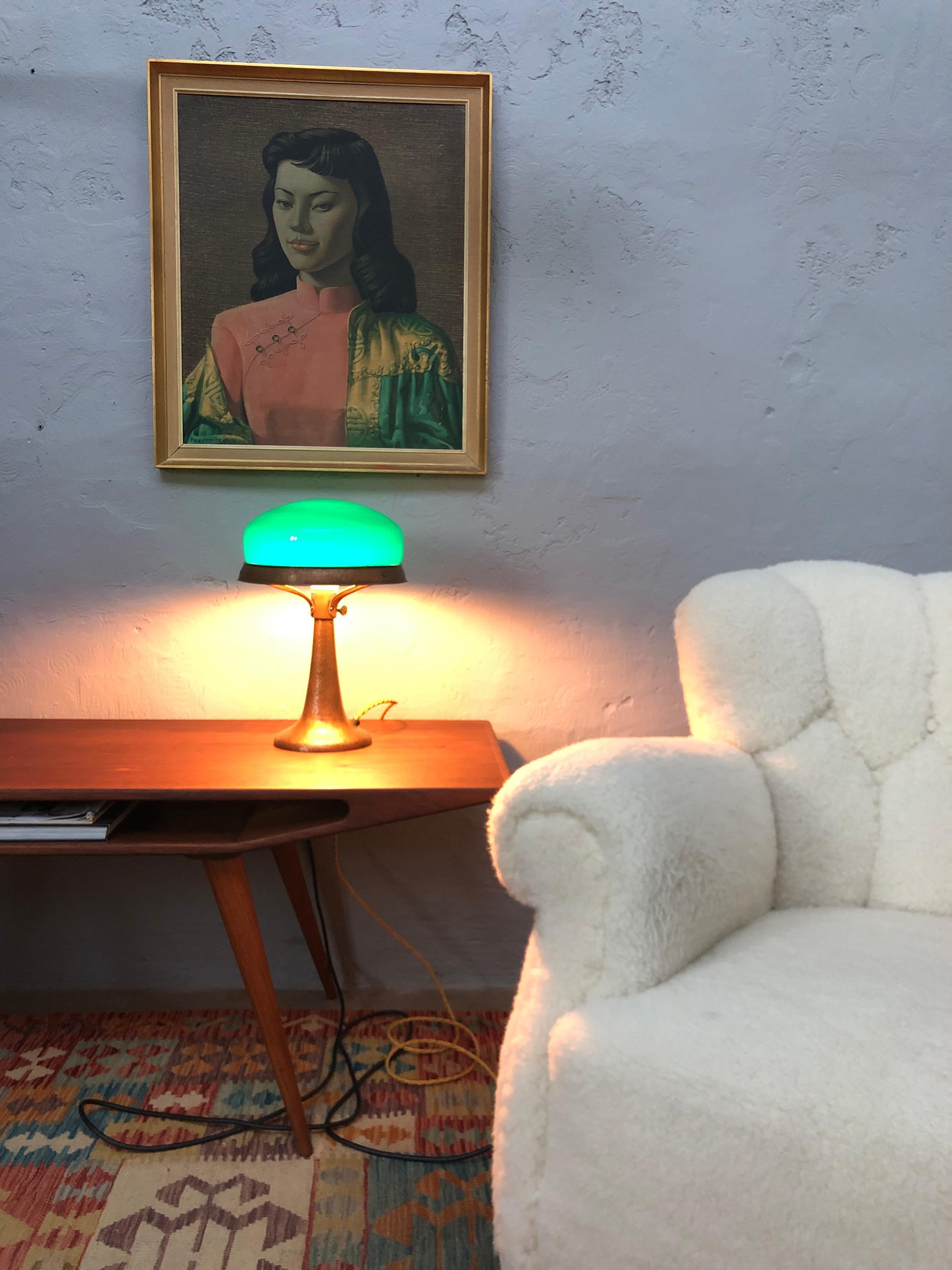 Antique Hammered Copper Art Deco Strindberg Lamp from Sweden 1