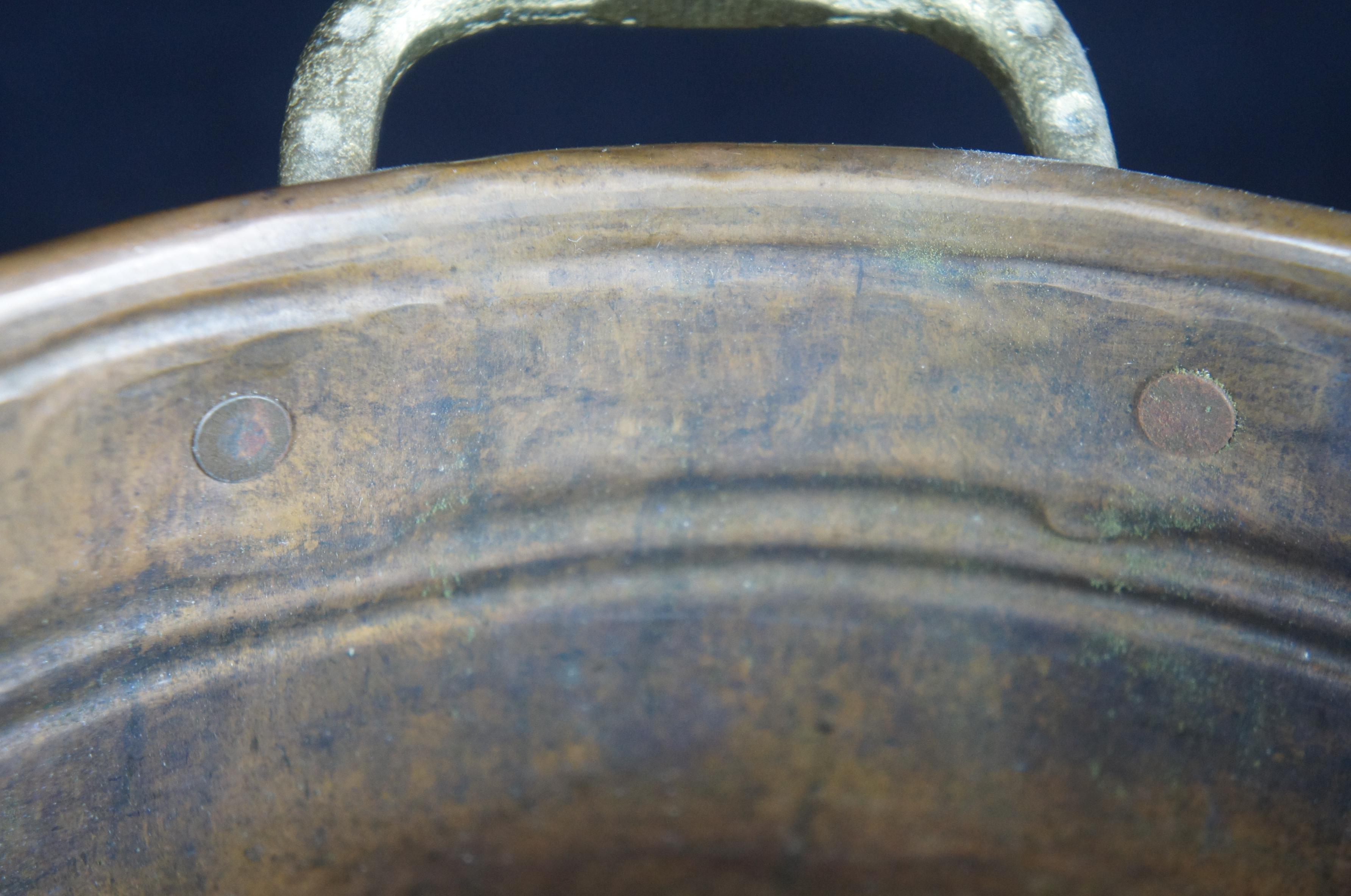 Antique Hammered Copper Brass Dovetailed Cauldron Boiler Stock Pot For Sale 5