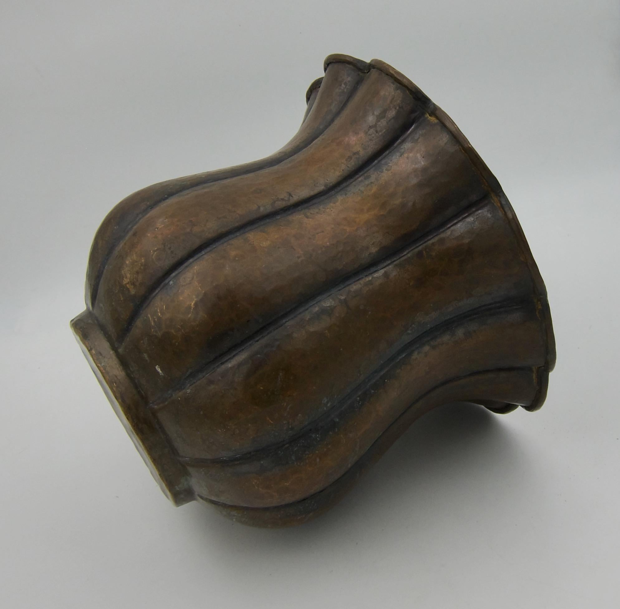 Unknown Antique Hammered Copper Cachepot or Planter