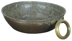 Antique Hammered Copper Candy Kettle Apple Butter Pan Brass Handles Cauldron 11”