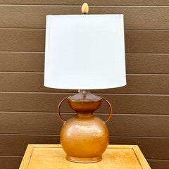 Antique Hammered Copper Urn Double Socket Table Lamp