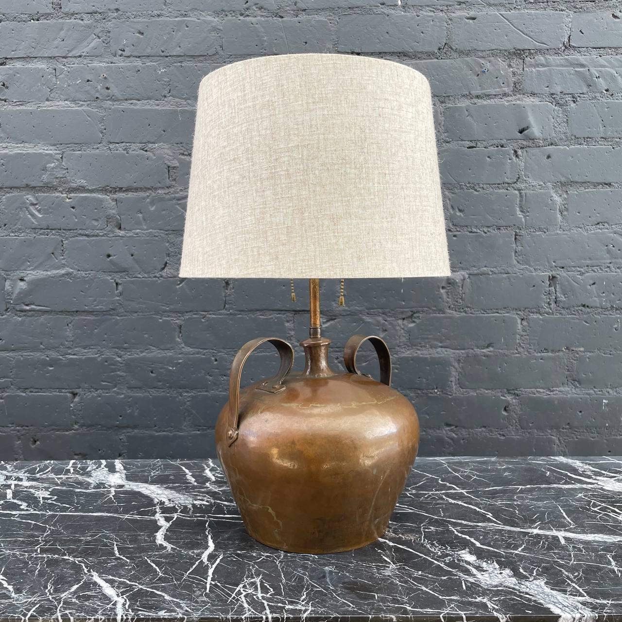 Antique Hammered Copper Urn Style Table Lamp

Country: United States
Materials:  Copper
Condition: Newly Rewired
Style: American Antique
Year: 1920’s

$1,450 

Dimensions:
21”H x 10”W x 10”D