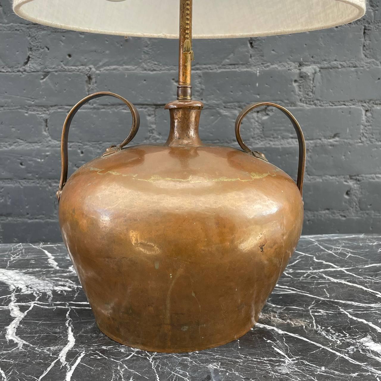 Antique Hammered Copper Urn Style Table Lamp 2