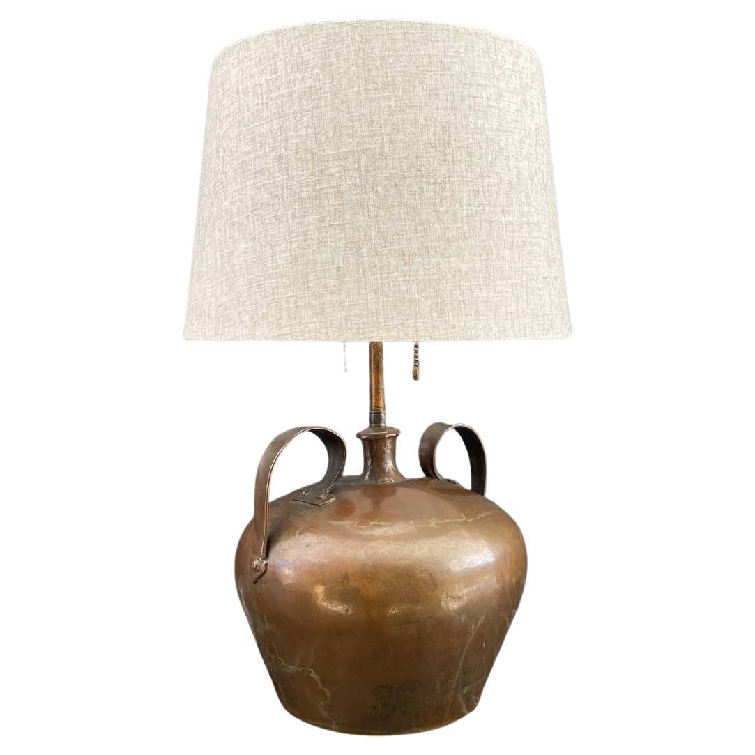 Antique Hammered Copper Urn Style Table Lamp