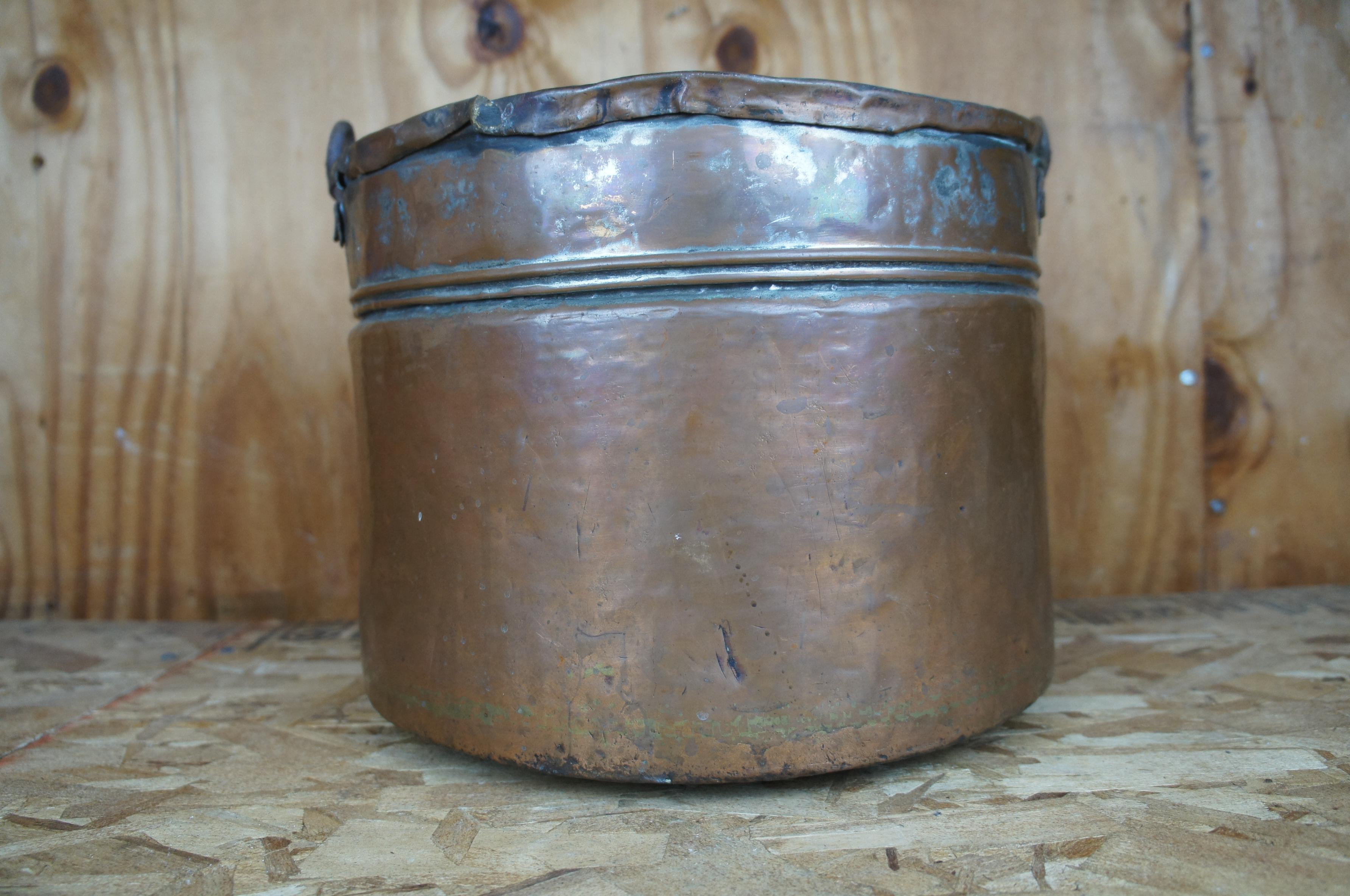 Antique Hammered Dovetailed Copper Apple Butter Cauldron Kettle Pot Boiler 1