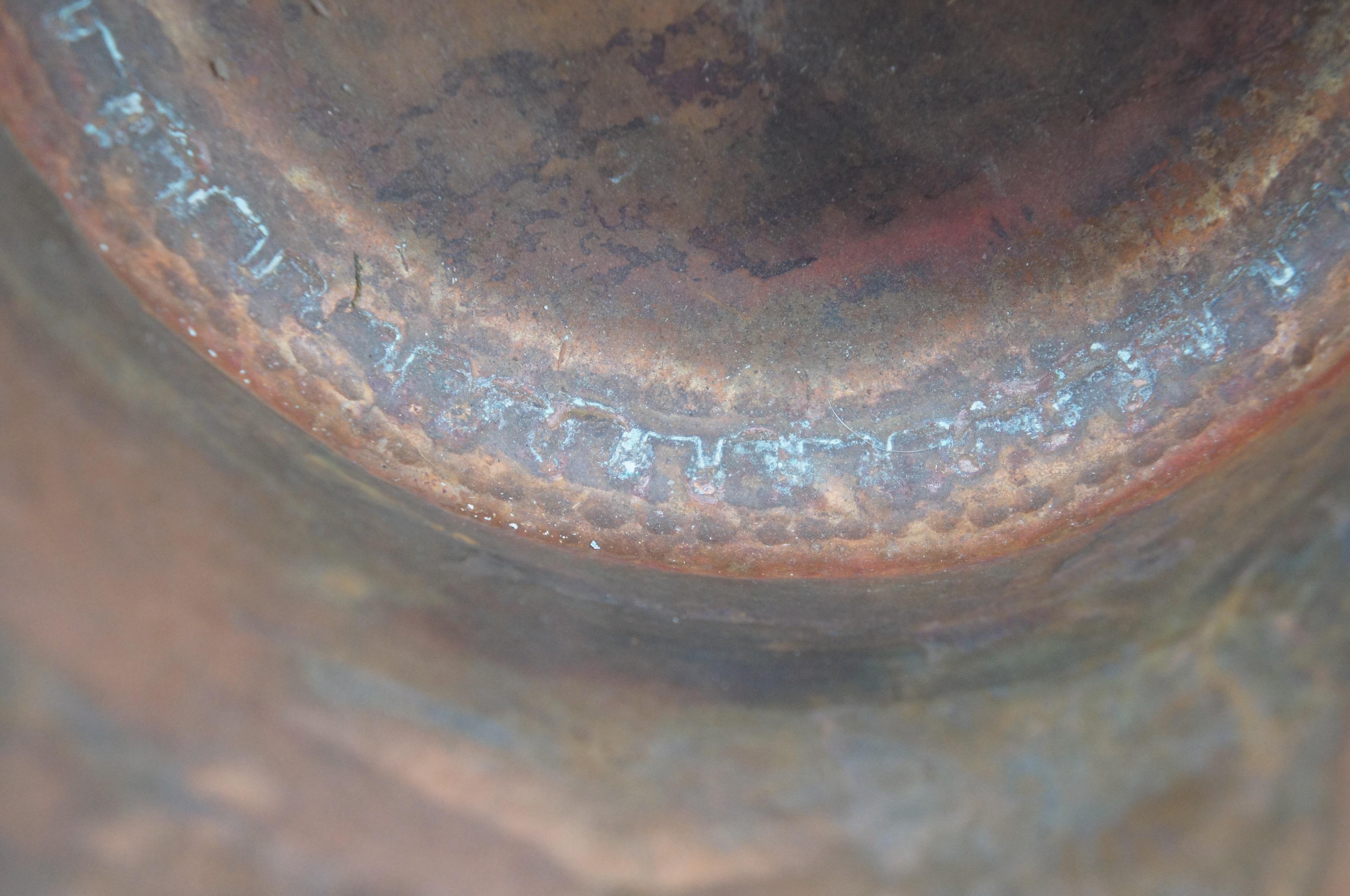 Antique Hammered Dovetailed Copper Apple Butter Cauldron Pot Kettle Bucket 1