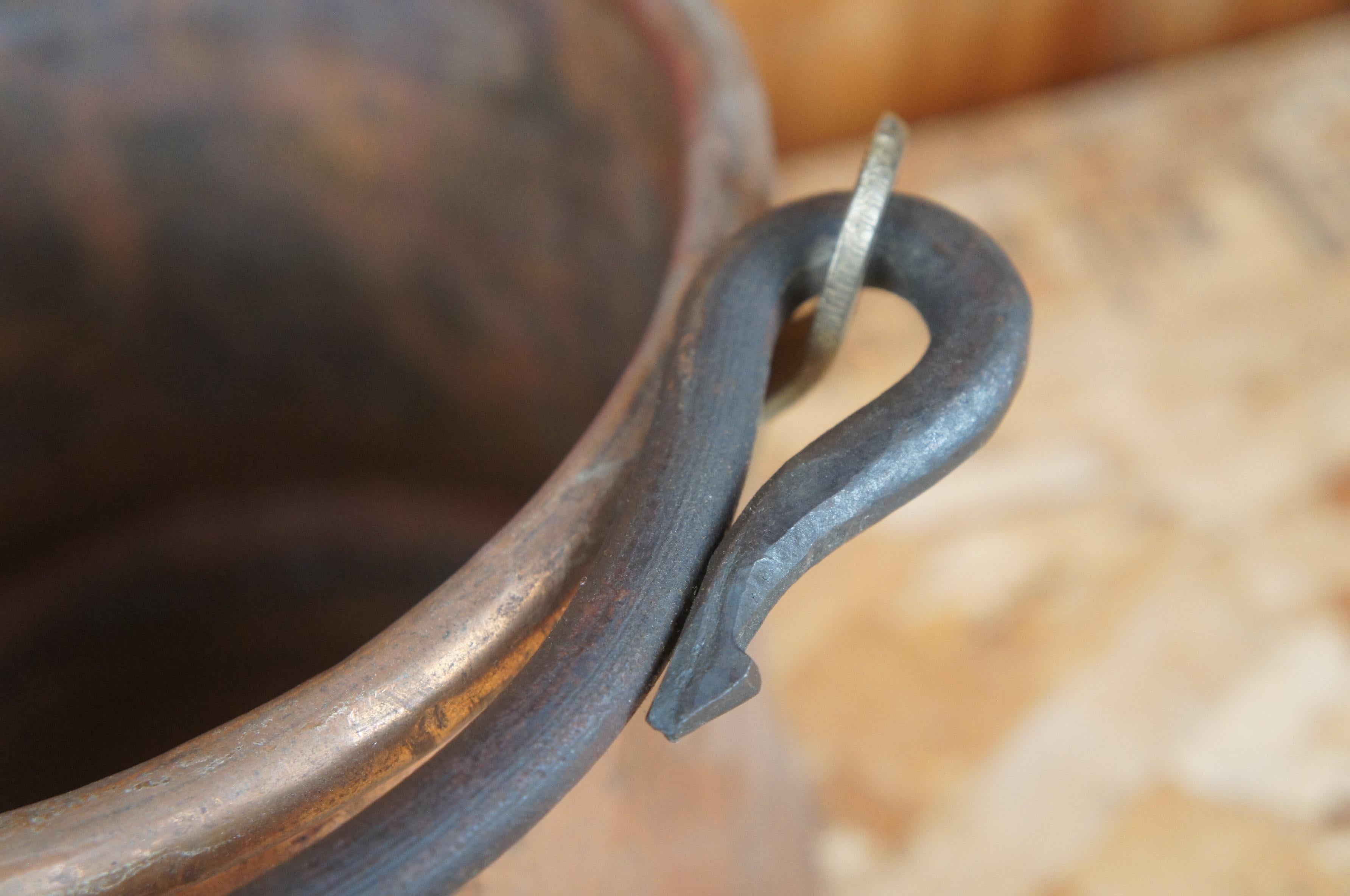 Antique Hammered Dovetailed Copper Apple Butter Cauldron Pot Kettle Bucket 2