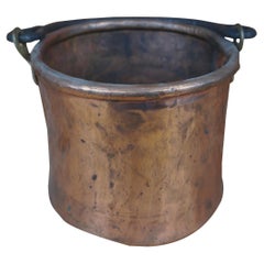 Antique Hammered Dovetailed Copper Apple Butter Cauldron Pot Kettle Bucket