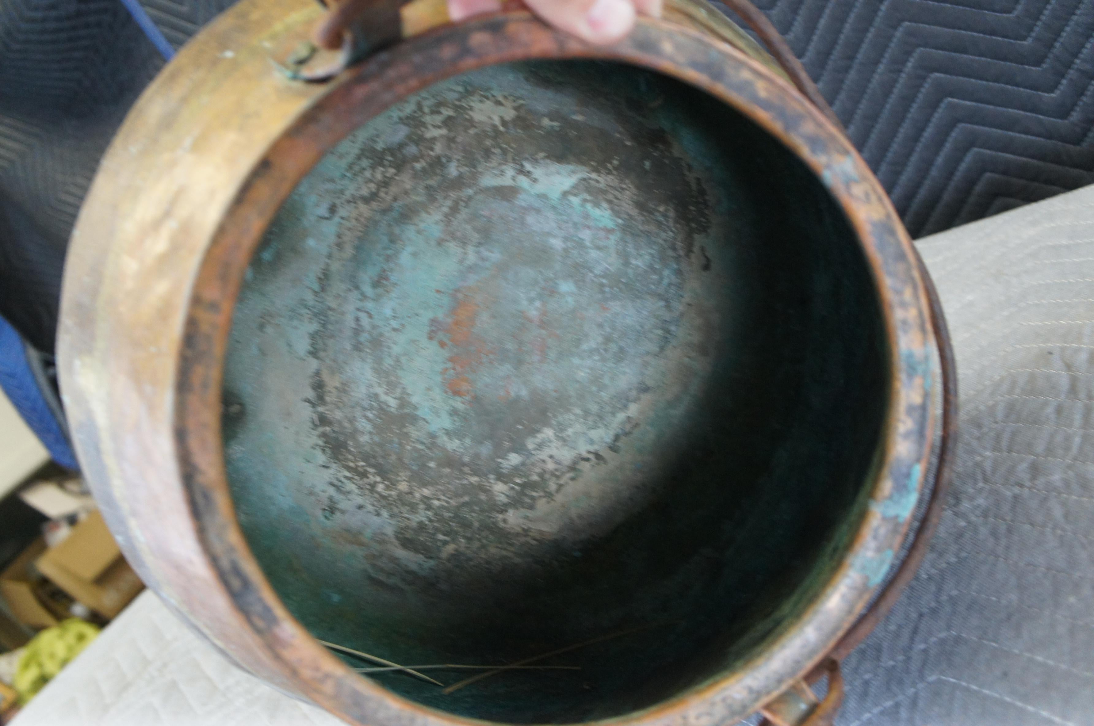 Antique Hammered Dovetailed Copper Apple Butter Cauldron Pot Kettle Bucket 4