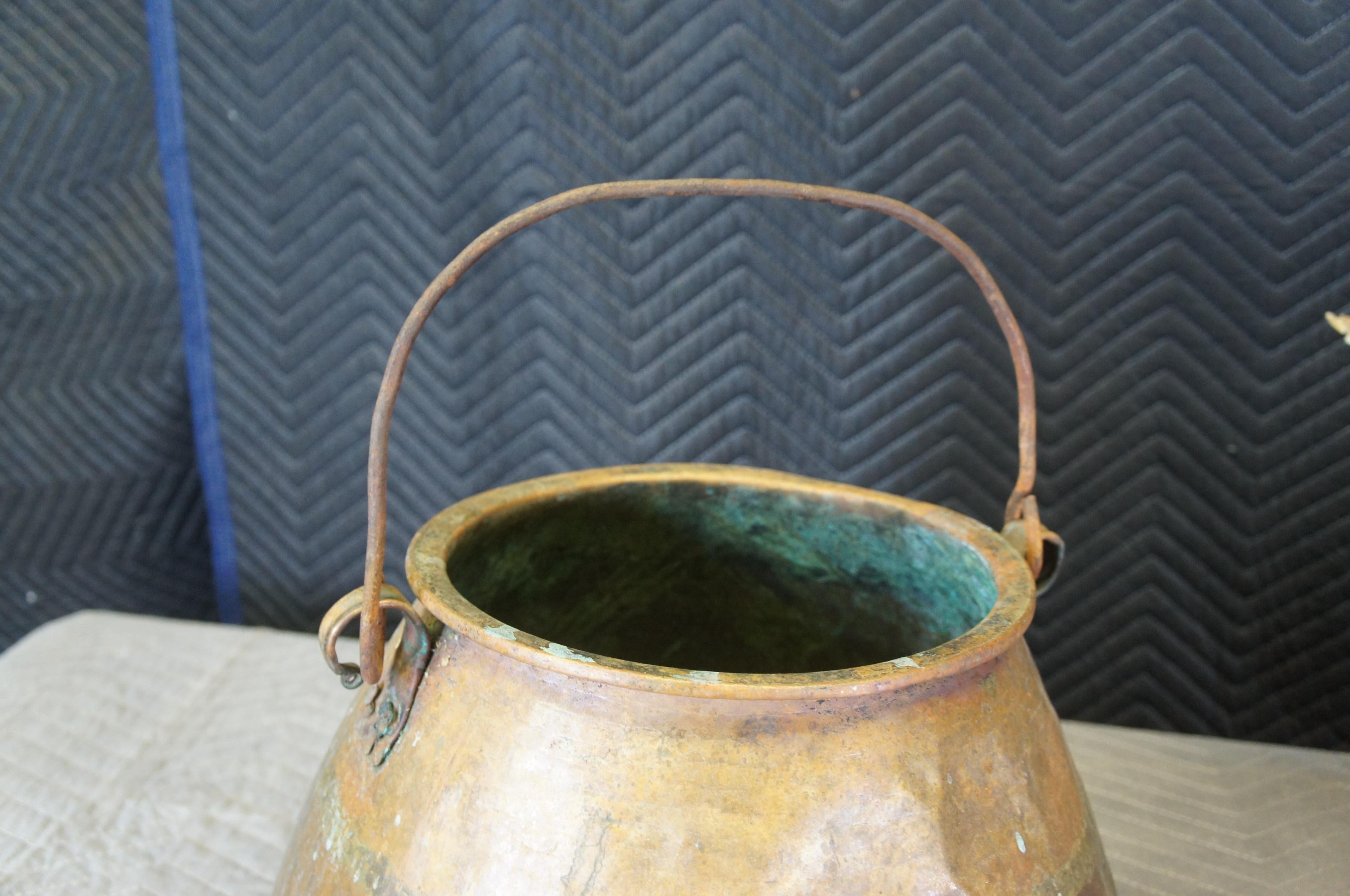 Antique Hammered Dovetailed Copper Apple Butter Cauldron Pot Kettle Bucket 6