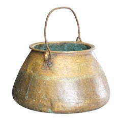 Ancien chaudron en cuivre martelé à queue d'aronde pour le beurre de pomme, pot de terre, seau 14".