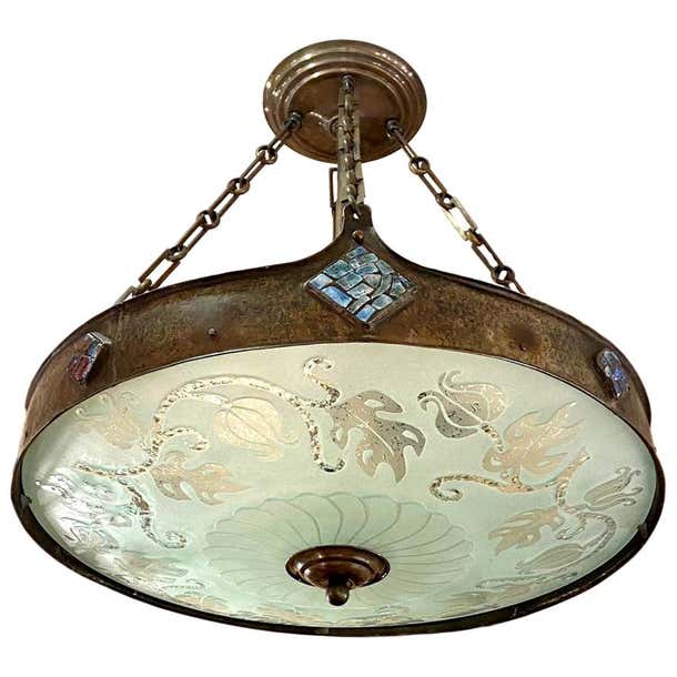 Antique Hammered Metal Light Fixture For Sale at 1stDibs | antique ...