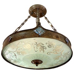 Antique Swedish Hammered Metal Light Fixture