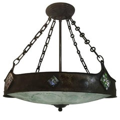 Antique Swedish Hammered Metal Light Fixture