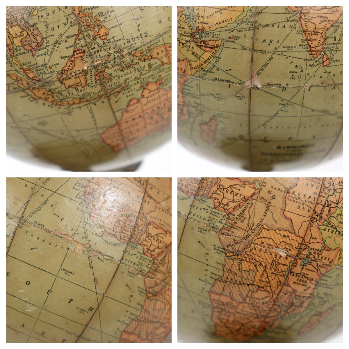 Globe terrestre ancien de 15,24 cm sur pied de Hammond en vente 3