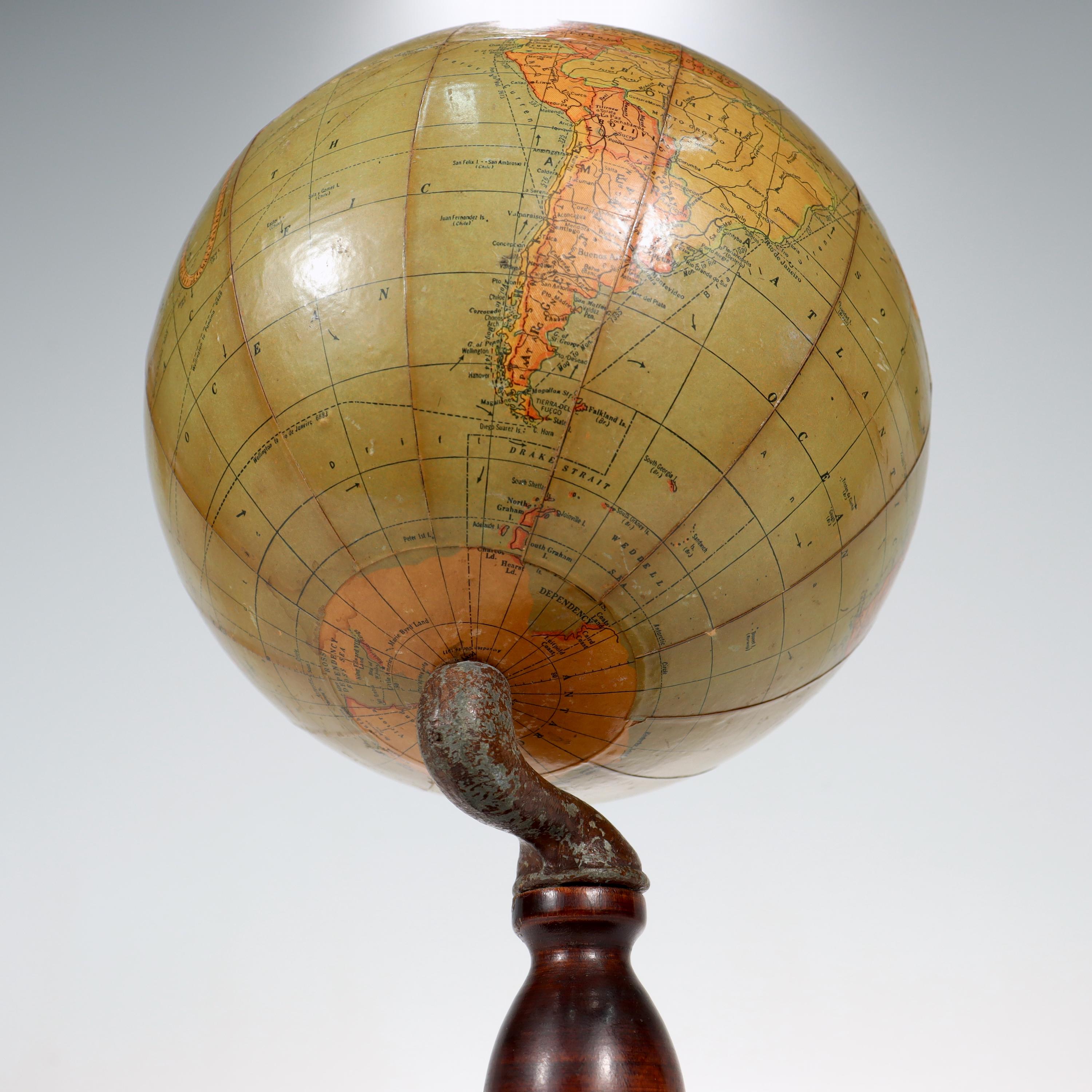 20th Century Antique Hammond's 6-Inch Terrestrial Globe on Stand For Sale