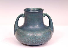 Antique Hampshire Pottery Matt Peacock Blue Arts & Crafts Vase