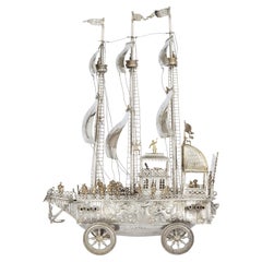 Antique Hanau Silver and Silver-Gilt Nef