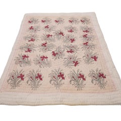 Antique Hand Block Printed and Painted Quilt from Anatolia, Turkey