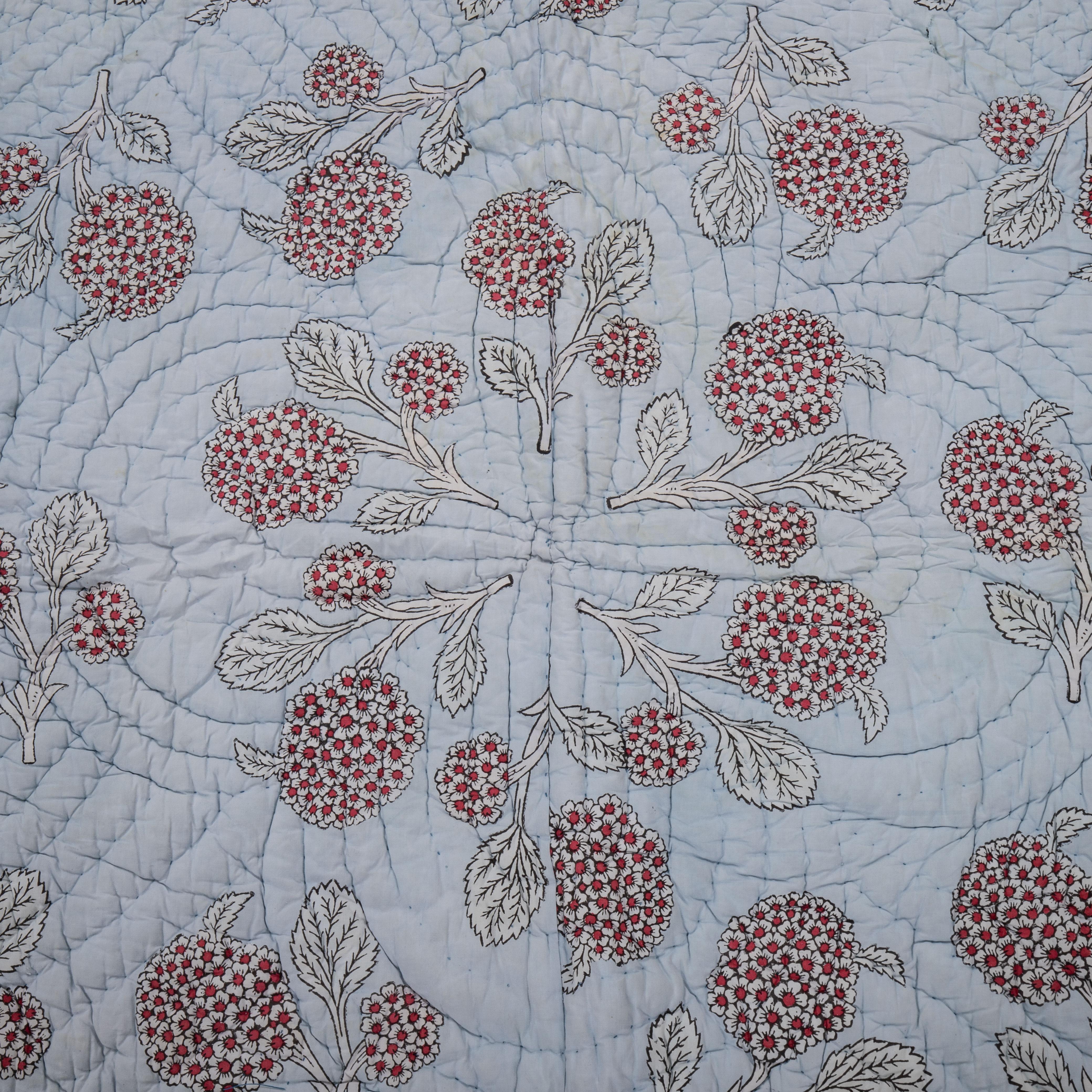 Antique Hand Block Printed and Painted Quilt from Anatolia, Turkey In Fair Condition For Sale In Istanbul, TR