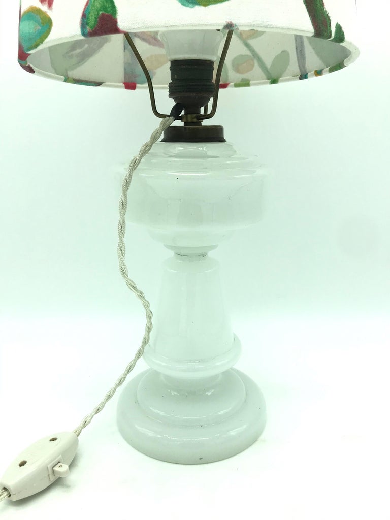 Antique Hand Blown Electrified Oil Lamp For Sale at 1stDibs