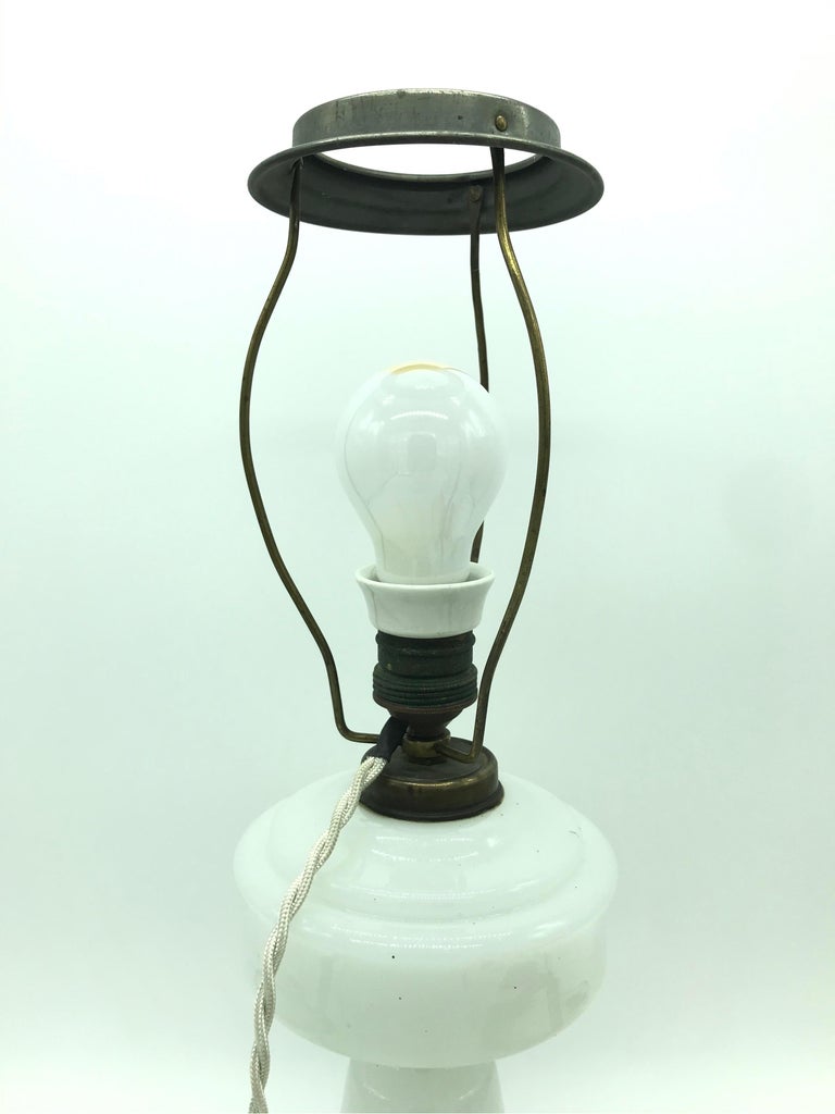 Antique Hand Blown Electrified Oil Lamp For Sale at 1stDibs