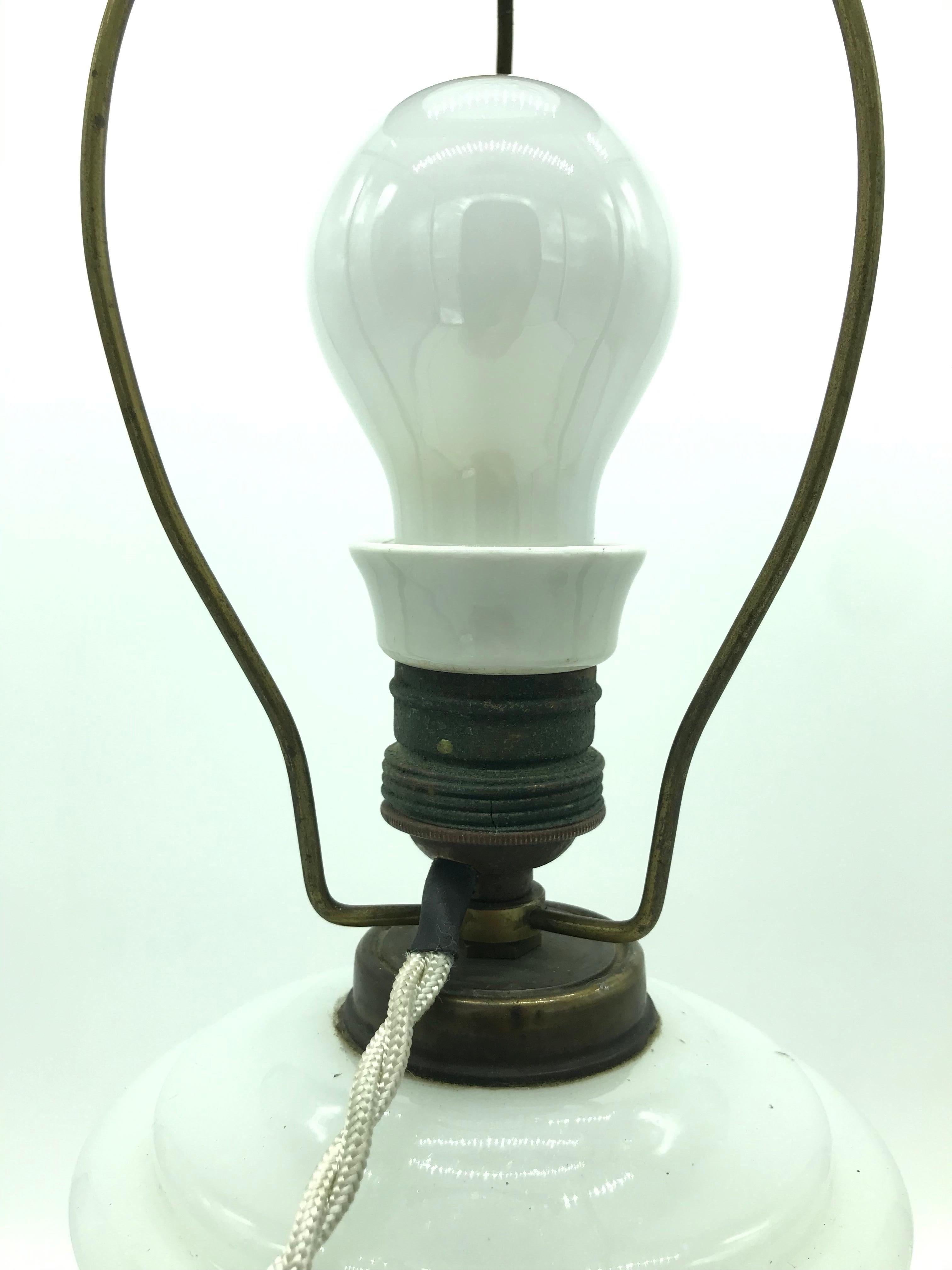 Late 19th Century Antique Hand Blown Electrified Oil Lamp