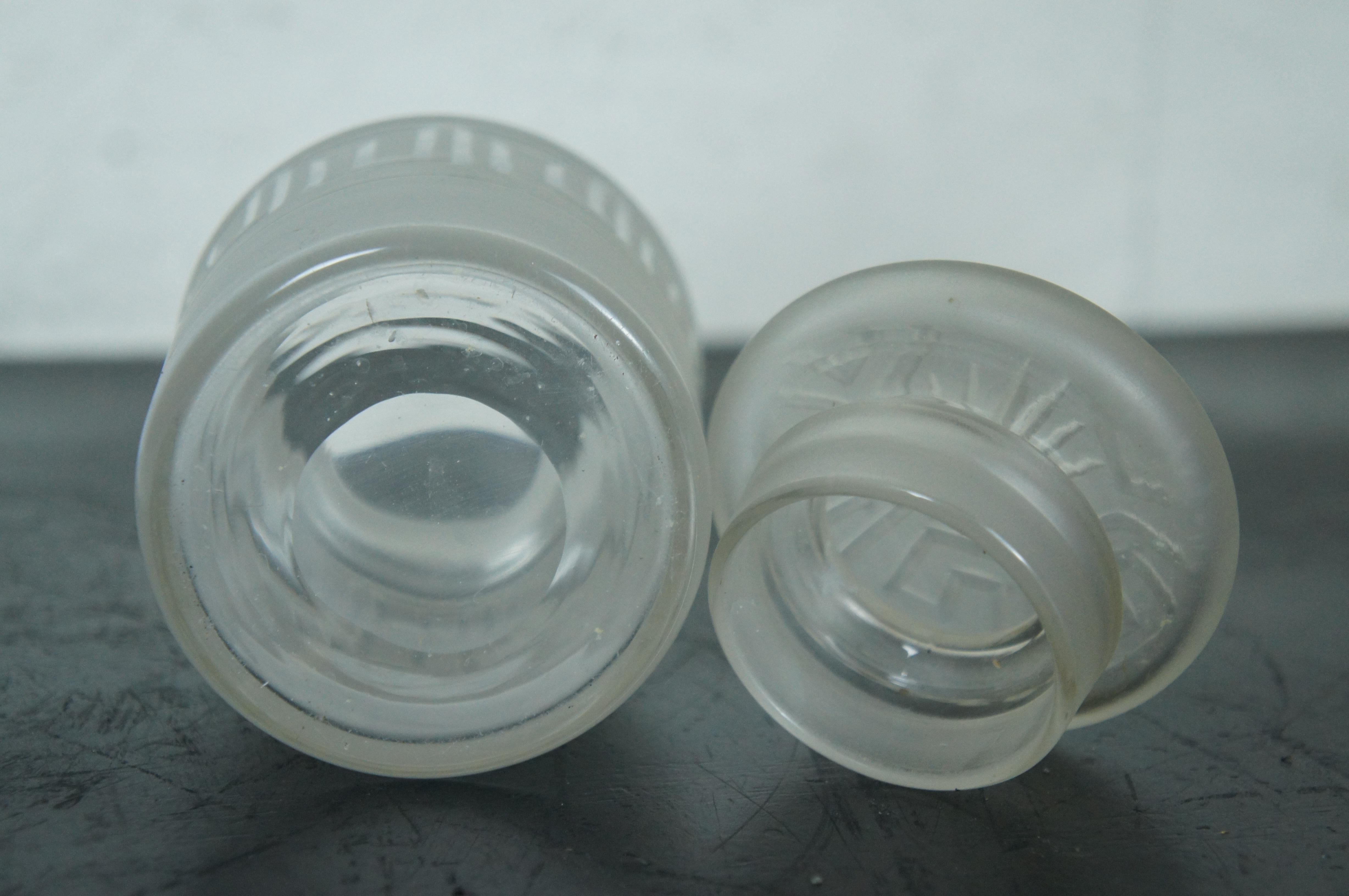Antique Hand Blown Frosted Glass Greek Key Pickle Vanity Jar Canister 5.5