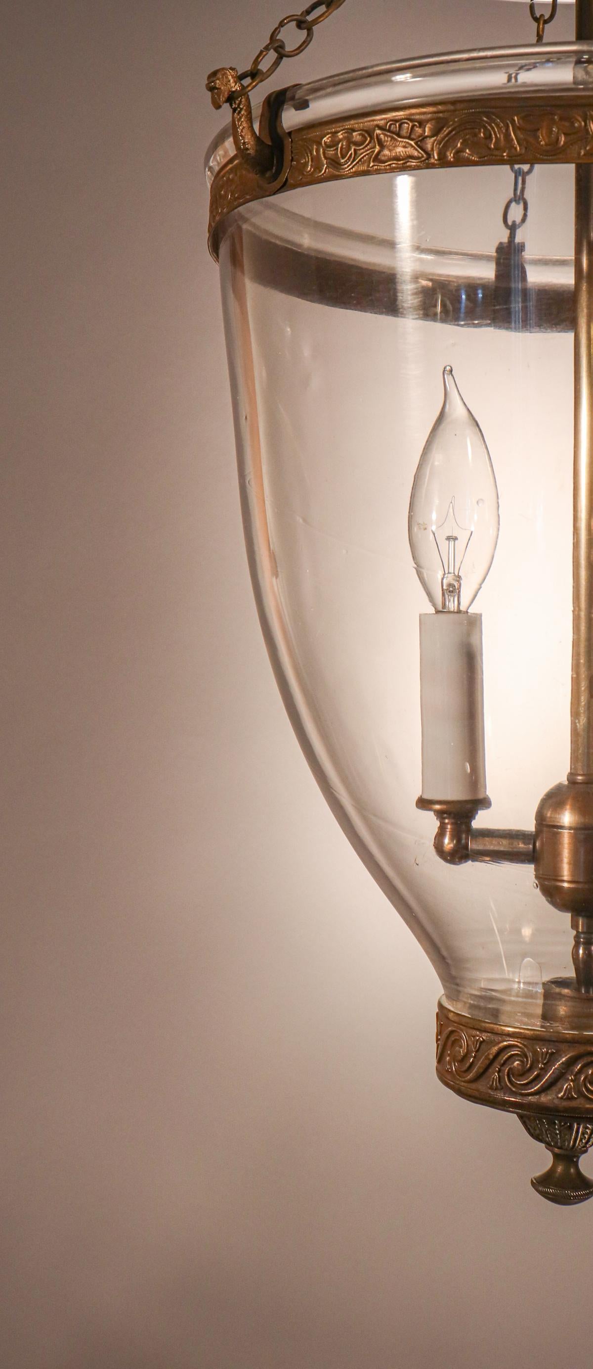 High Victorian Antique Hand Blown Glass Bell Jar Lantern