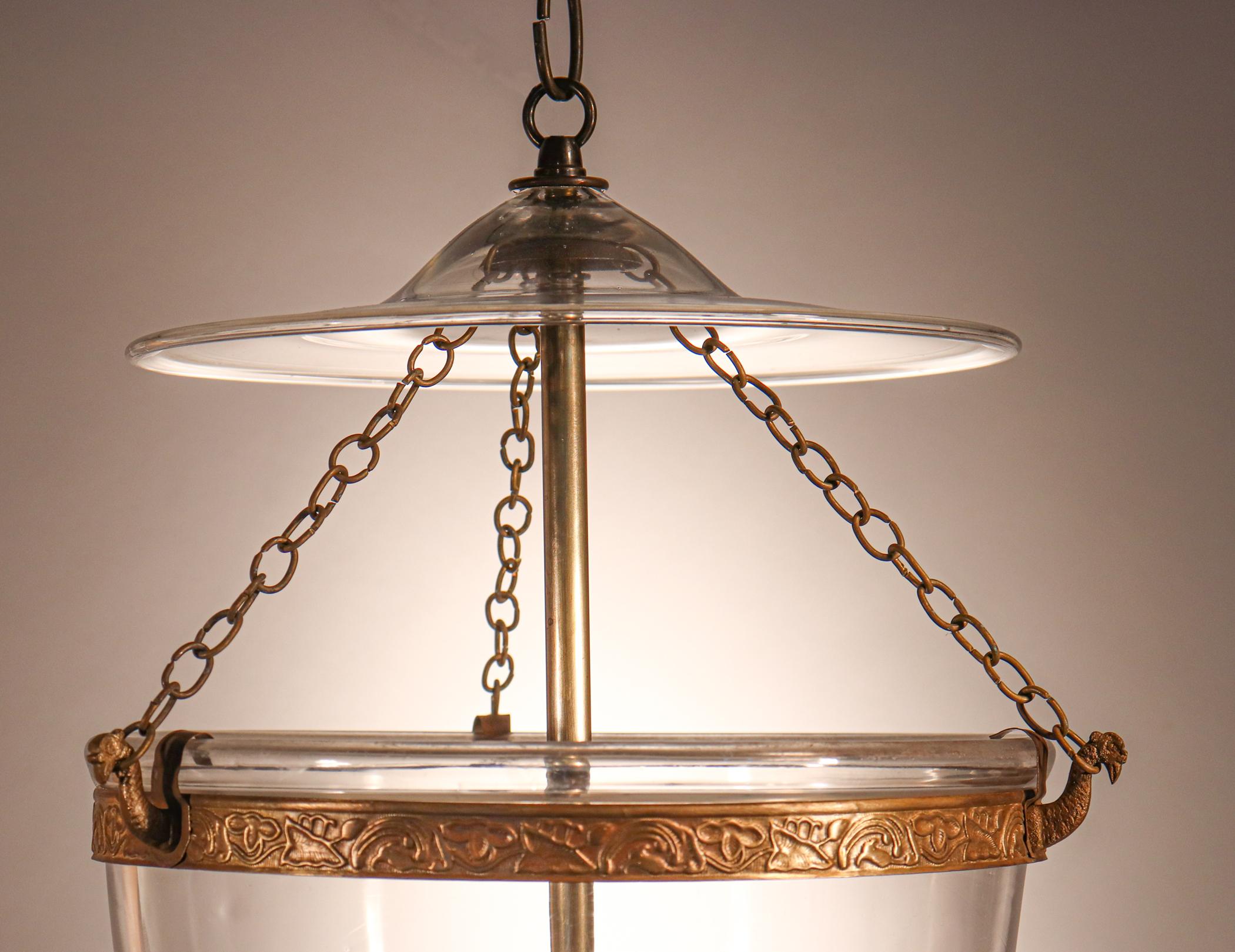 English Antique Hand Blown Glass Bell Jar Lantern