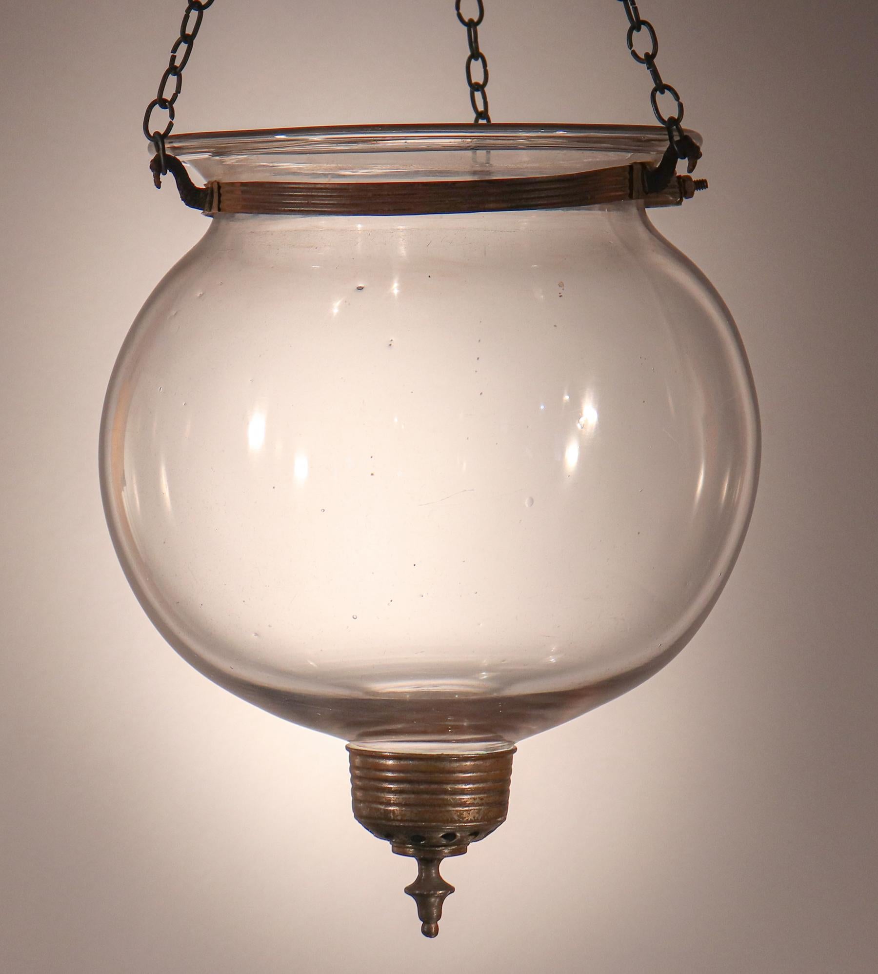 Antique Hand Blown Glass Globe Bell Jar Lantern 4