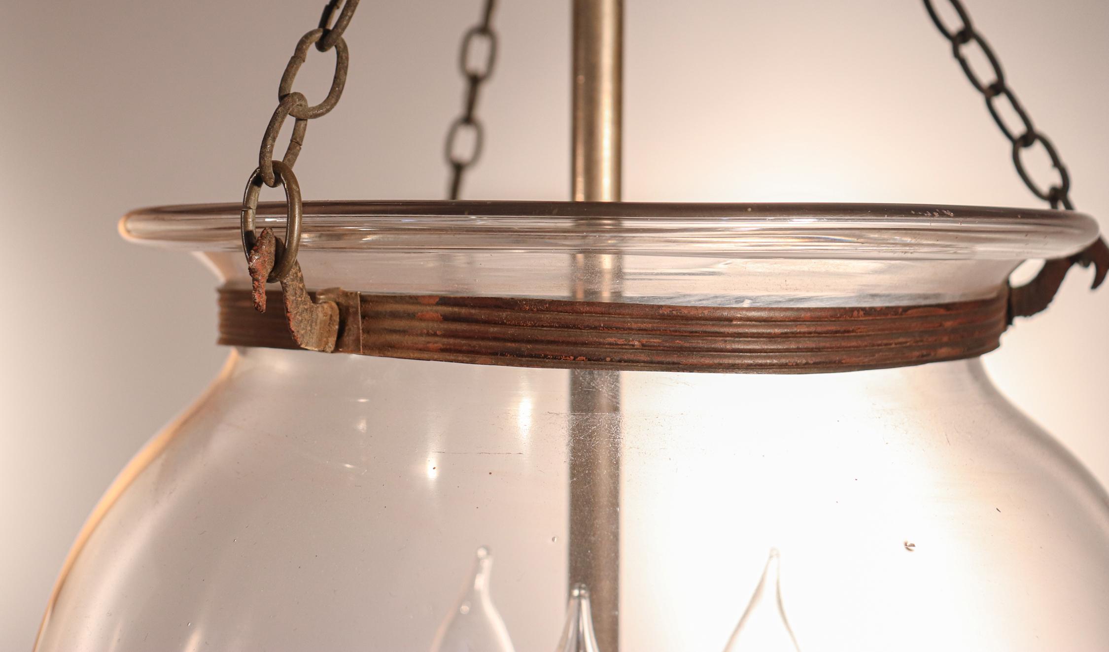 Antique Hand Blown Glass Globe Bell Jar Lantern 1