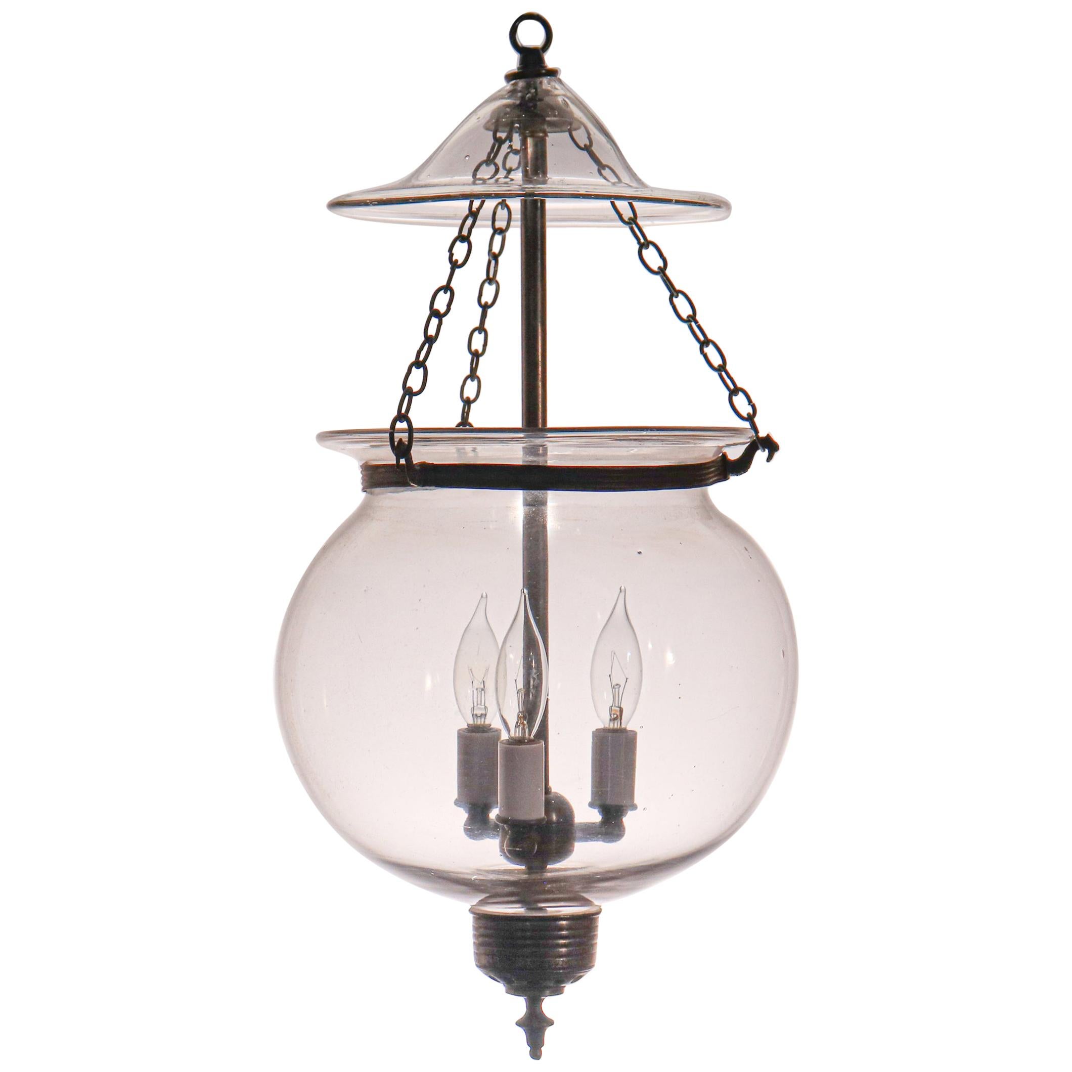 Antique Hand Blown Glass Globe Bell Jar Lantern