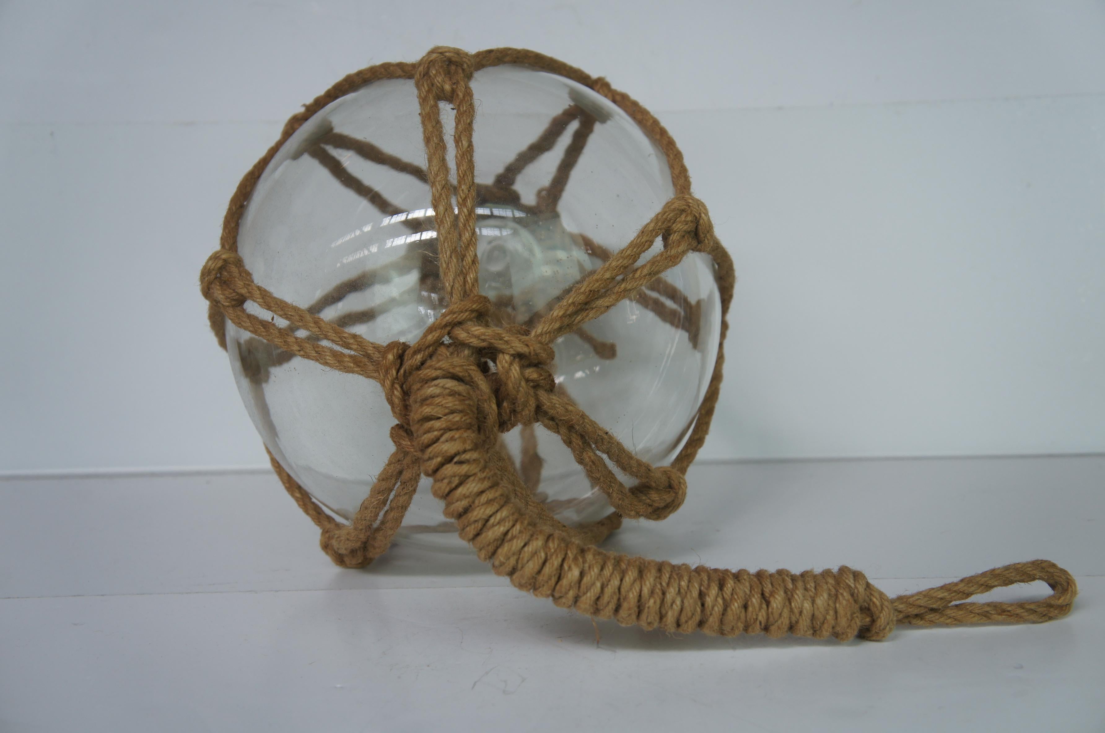 Antique Hand Blown Glass Japanese Float Fishing Net Nautical Buoy Marker In Good Condition In Dayton, OH