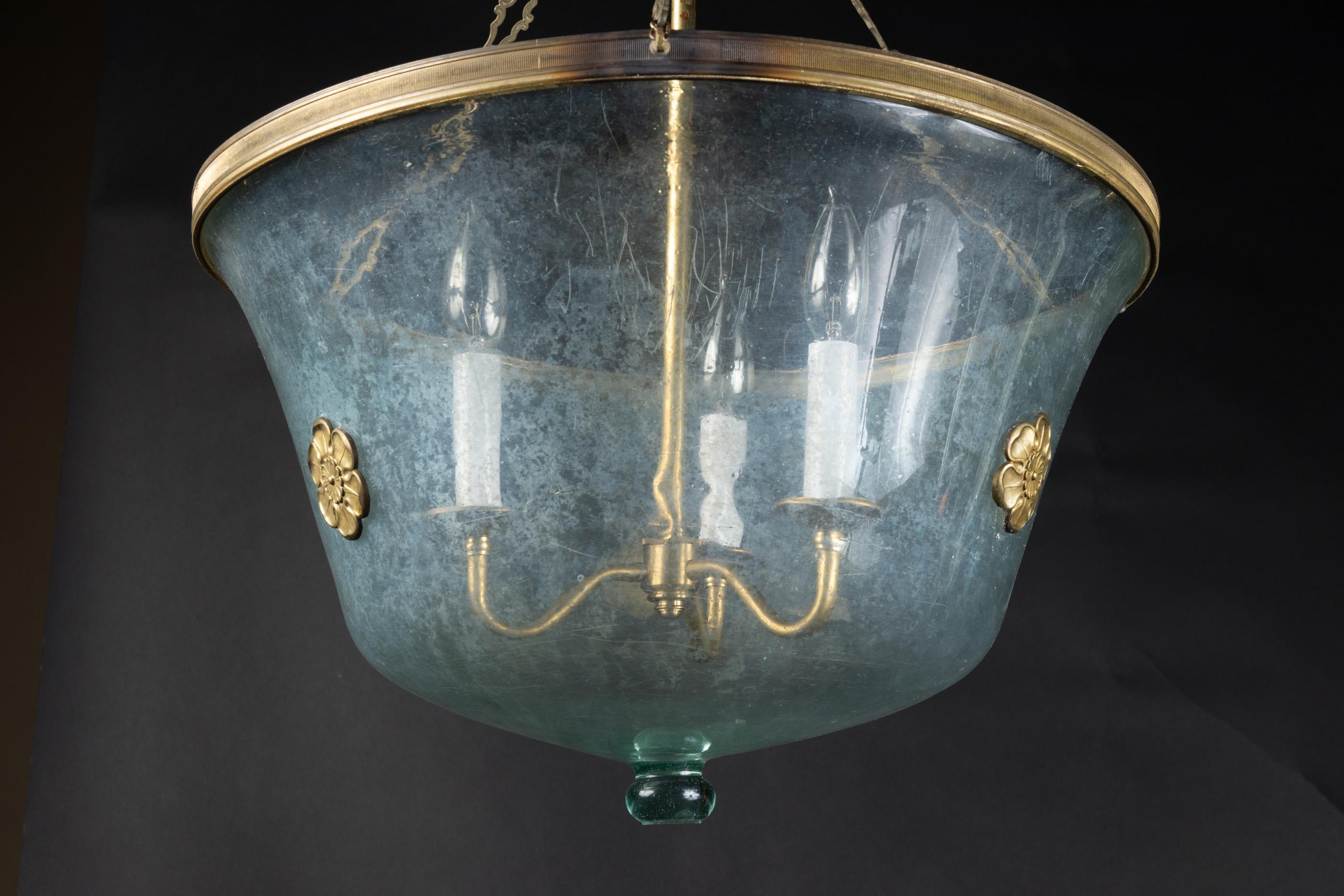Ancienne lanterne globe melon en verre soufflé à la main en vente 4