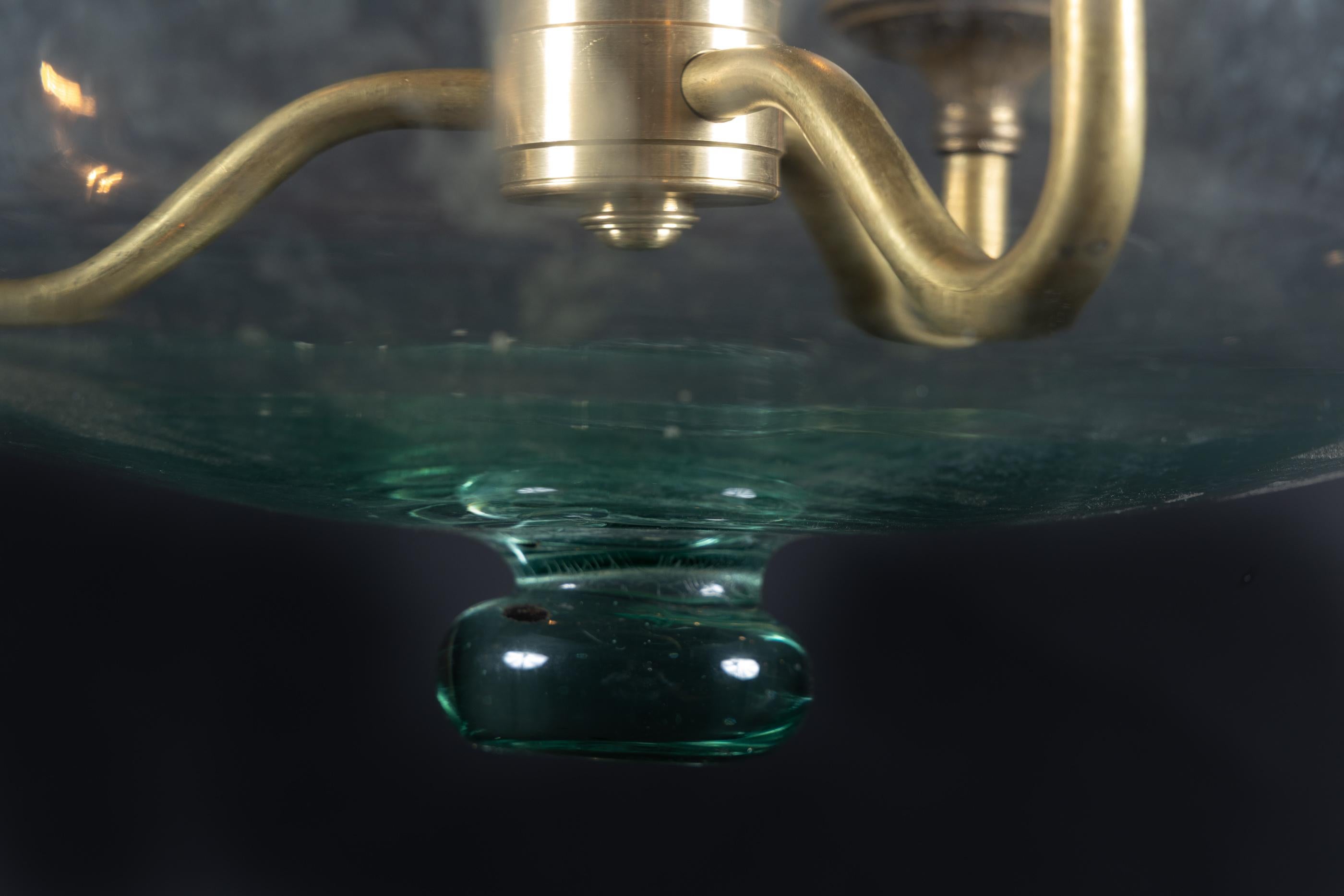 Antike mundgeblasene Melonkugel-Laterne aus Glas im Angebot 5