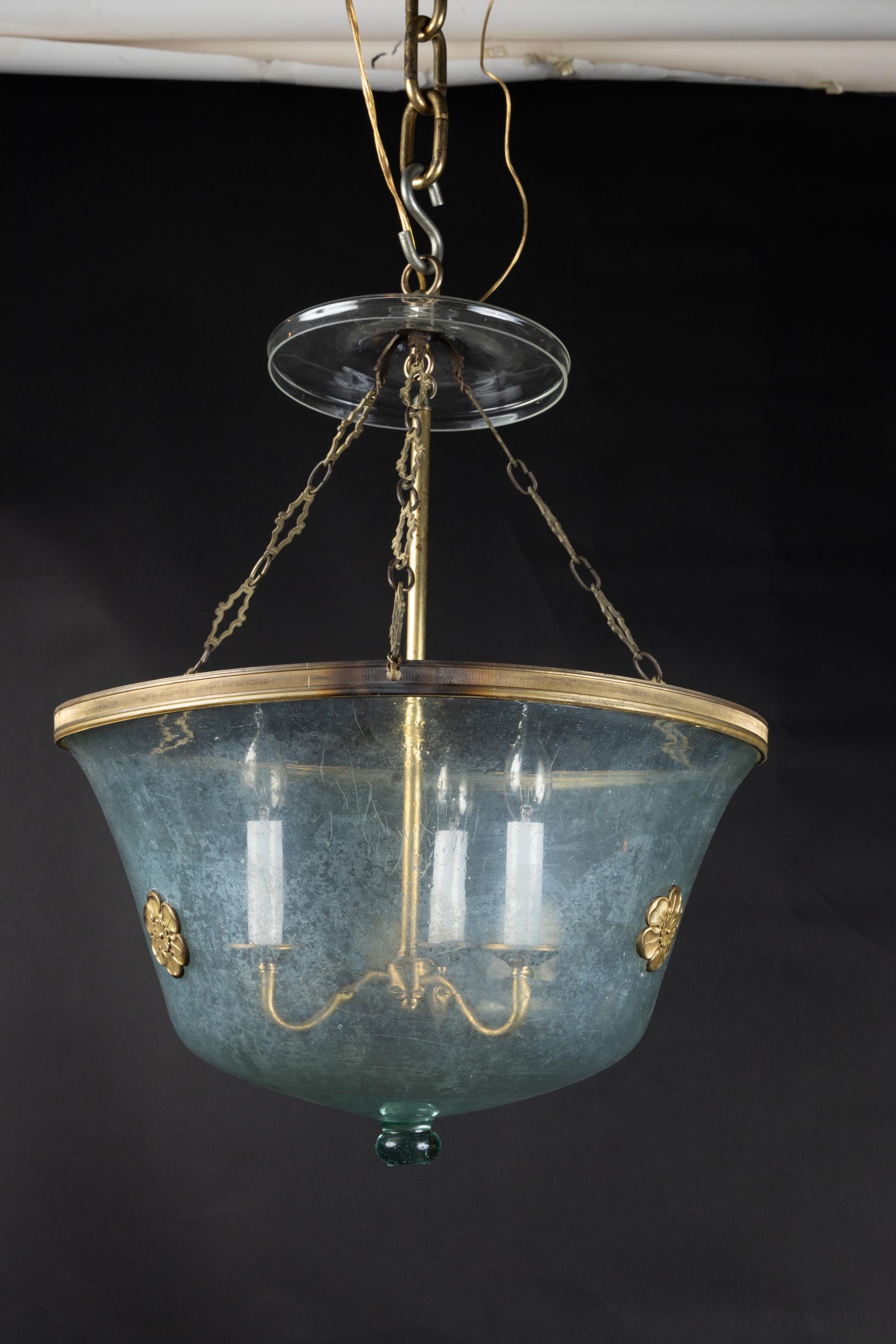 Ancienne lanterne globe melon en verre soufflé à la main en vente 6
