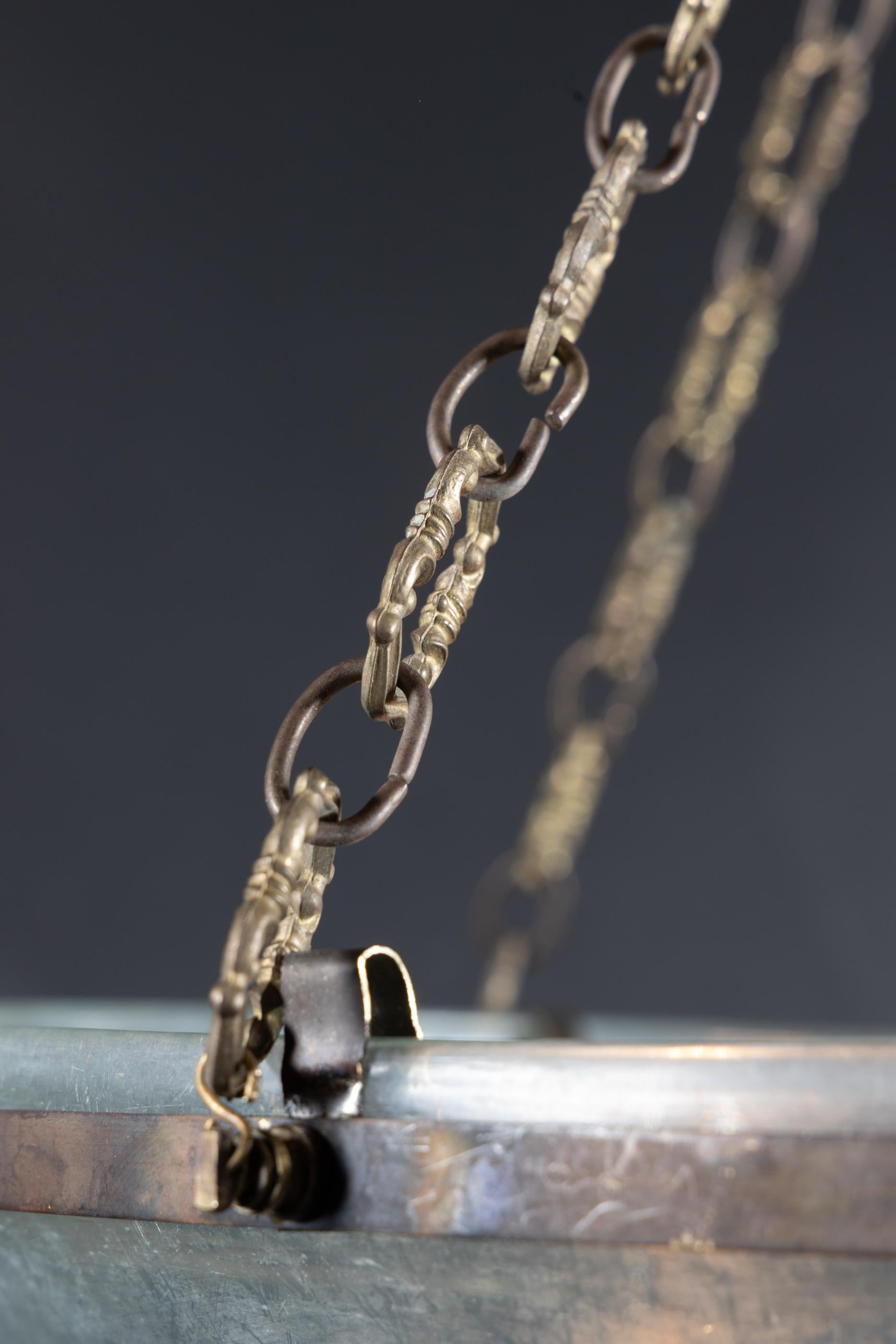 Antike mundgeblasene Melonkugel-Laterne aus Glas im Angebot 6