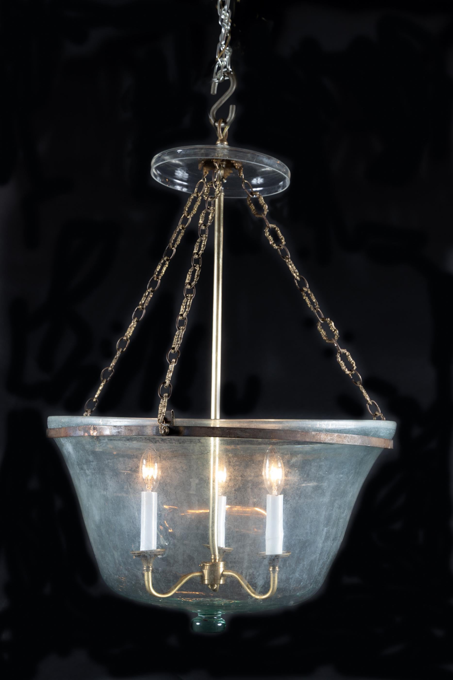 Antike mundgeblasene Melonkugel-Laterne aus Glas im Angebot 7