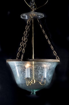 Antique Hand Blown Glass Melon Globe Lantern