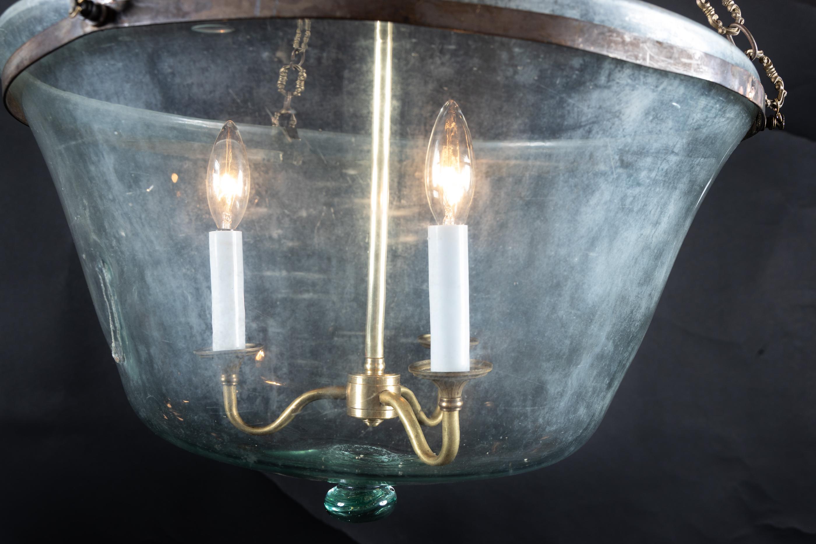 Antike mundgeblasene Melonkugel-Laterne aus Glas (Französisch) im Angebot