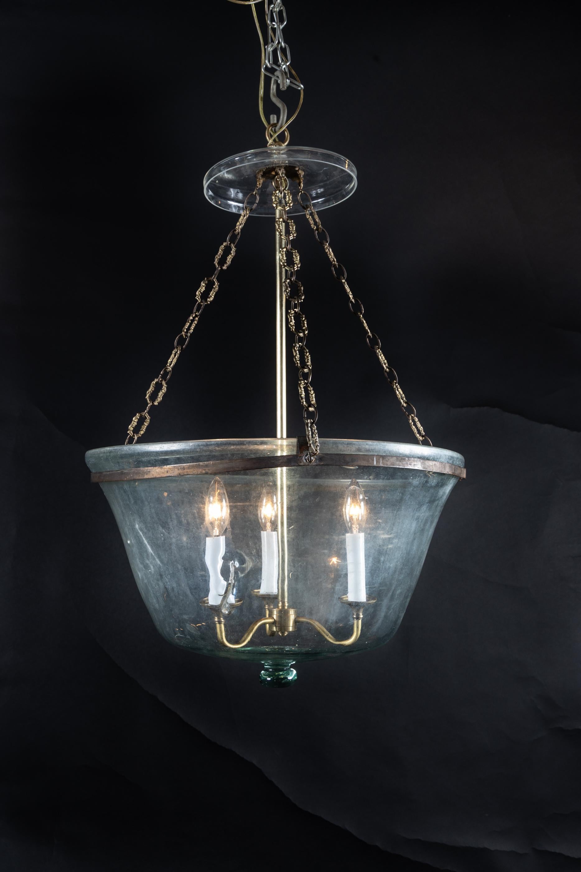 Antike mundgeblasene Melonkugel-Laterne aus Glas im Zustand „Relativ gut“ im Angebot in New Orleans, LA