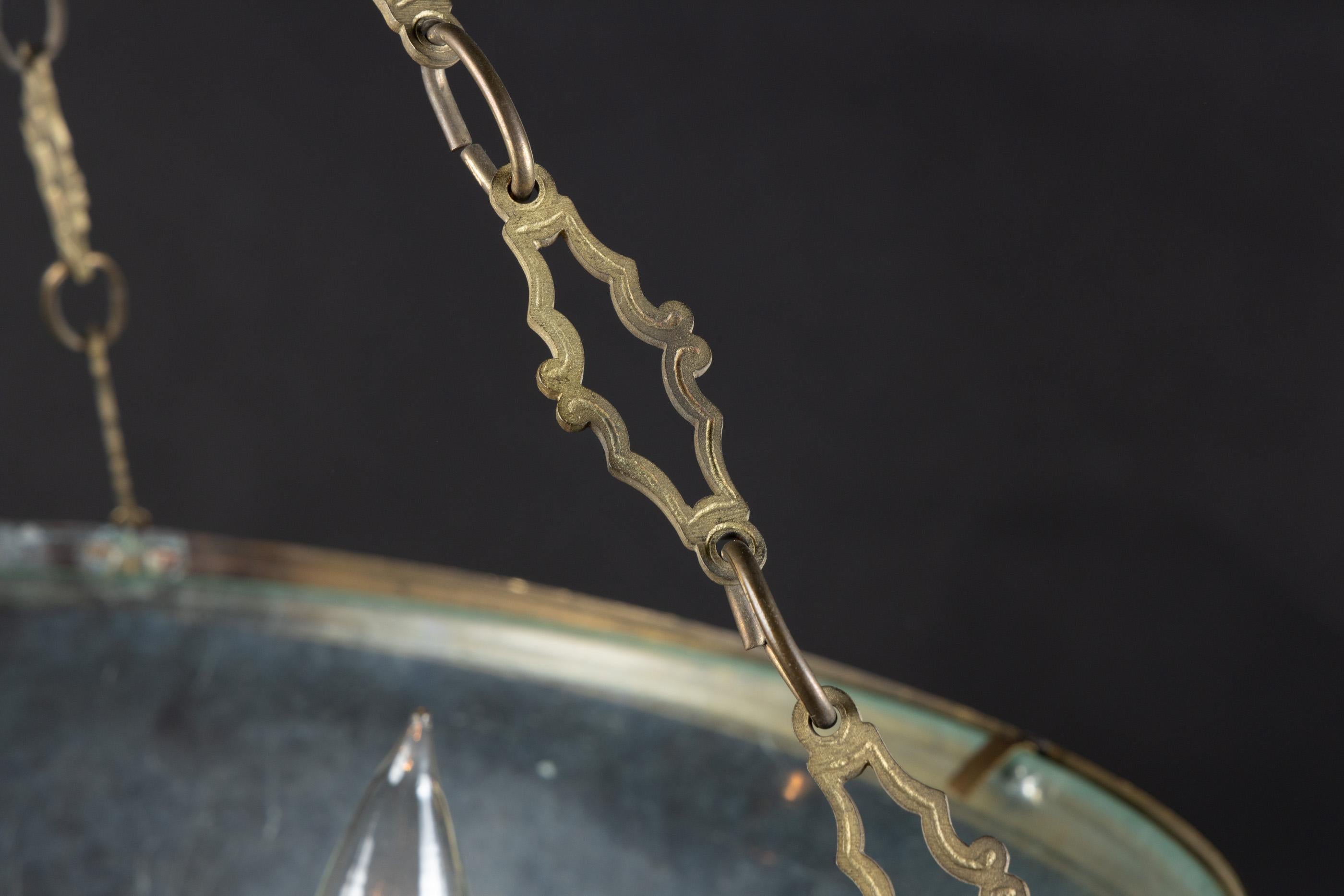 XIXe siècle Ancienne lanterne globe melon en verre soufflé à la main en vente
